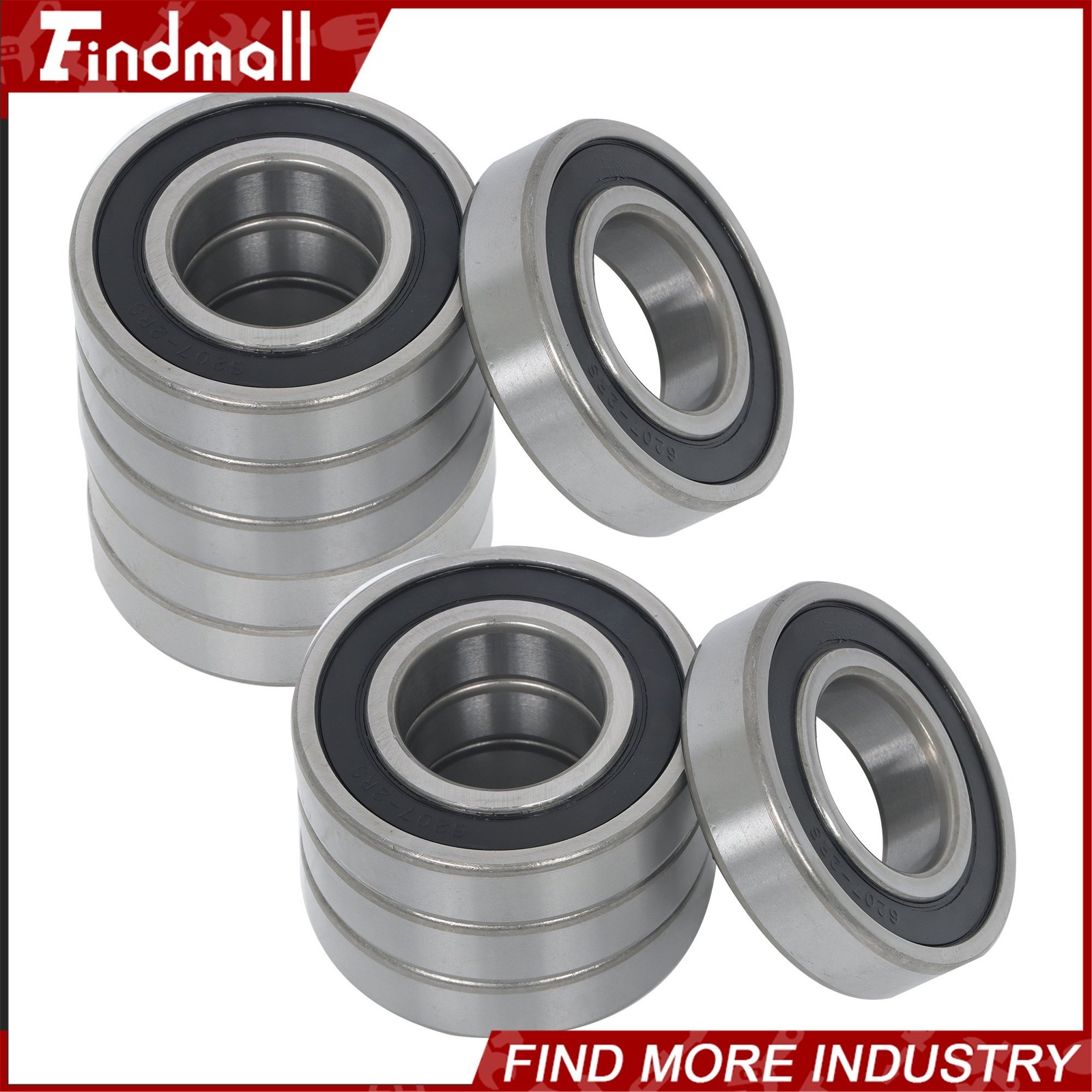 Findmall 6207-2RS Deep Groove Bearings 10pcs 35mm x72mm x17mm Sealed