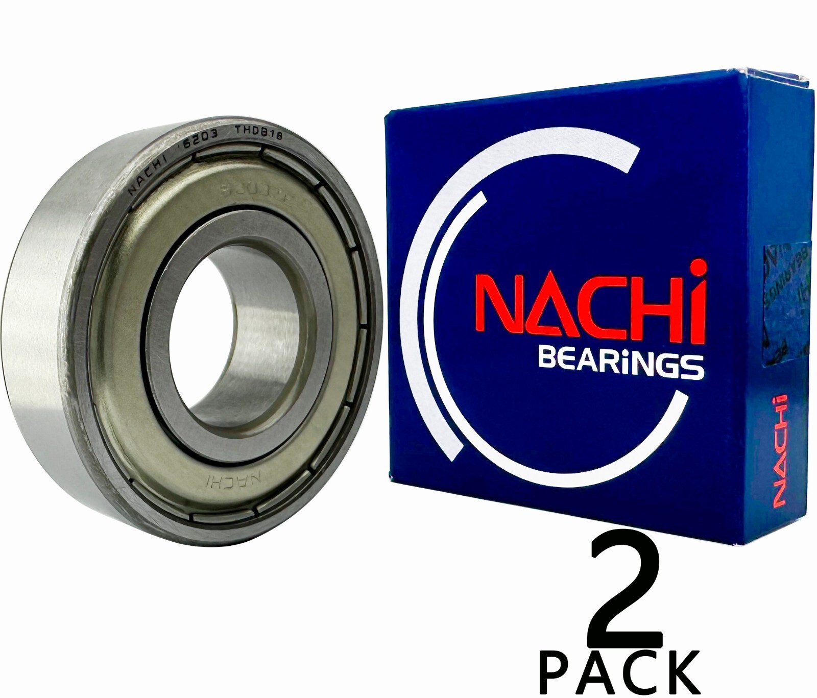 2PACK NACHI 6203ZZECM 6203ZZ 17X40X12MM Double Metal Bearings 6203-2Z