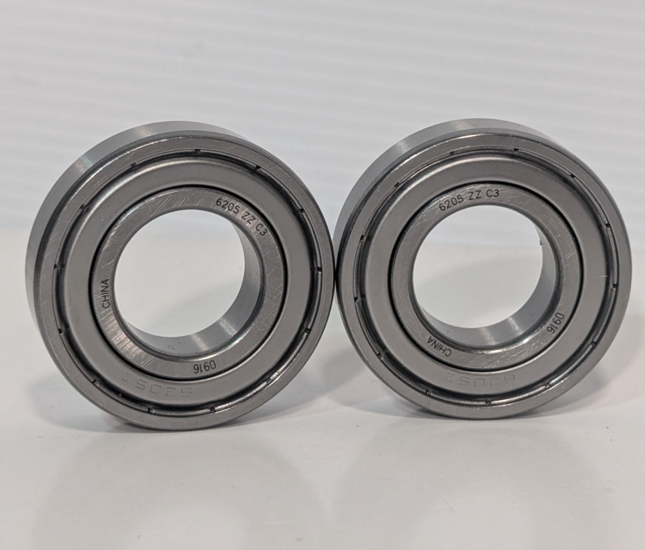 Lot of 2: unbranded 6205-ZZ-C3 metal single-row deep groove ball bearings