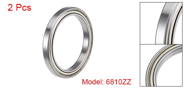 2Set 6810ZZ Deep Groove Ball Bearings Double Shielded Chrome Steel Z2