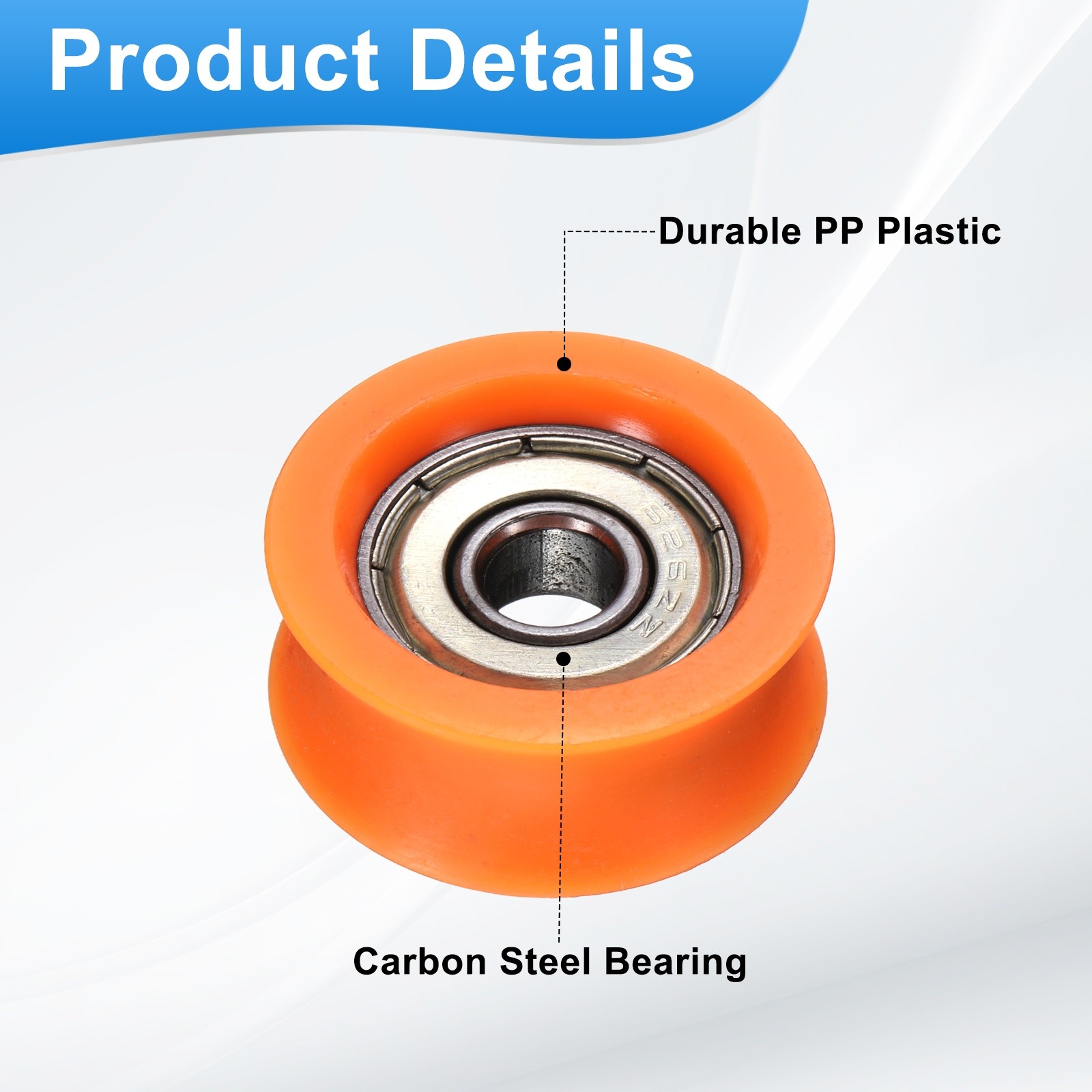 8 Pcs 6×26.2x11mm Orange U Type Groove Plastic Guide Bearing Roller Wheels