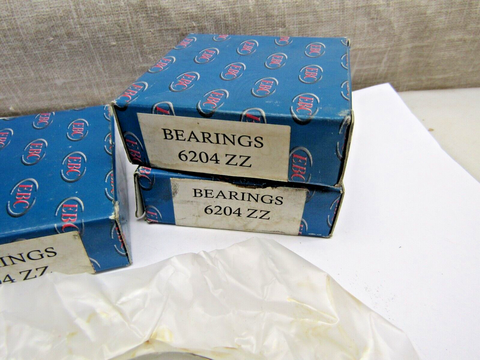 (Lot of 4) EBC 6204-ZZ 20mm x 47mm x 14mm Metal Shielded Bearing