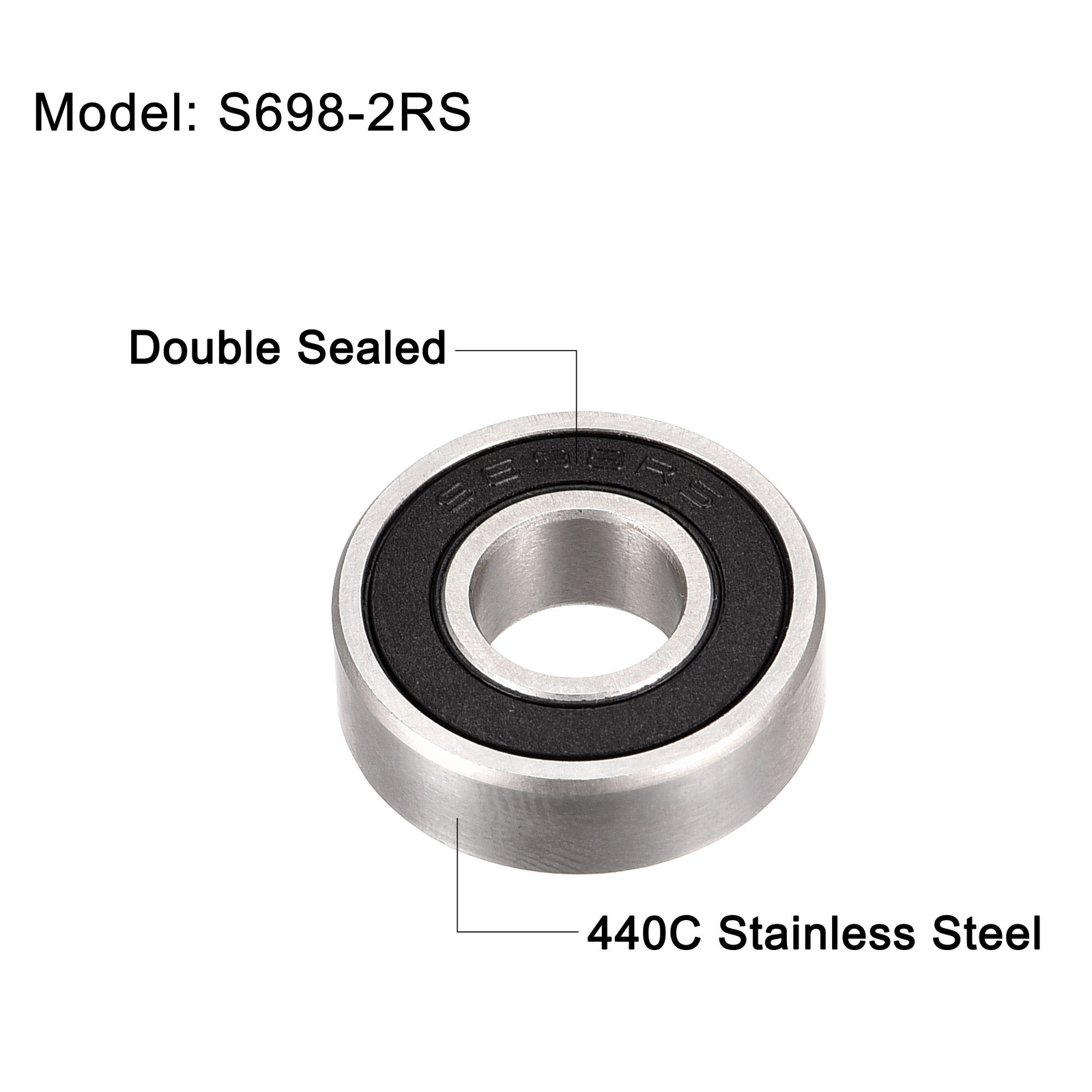 4 Pcs,Stainless Steel Ball Bearing Shielded Chrome Bearings S698-2RS