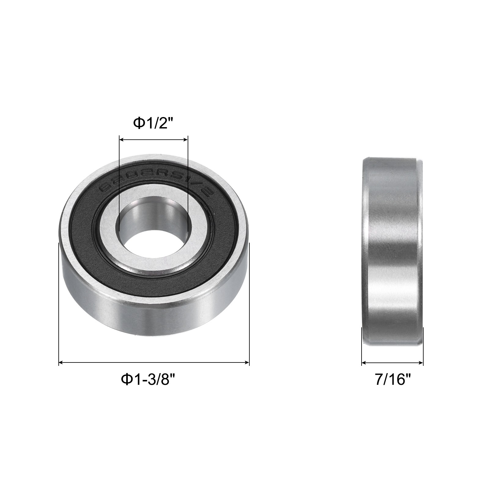 10pcs 6202-2RS Deep Groove Ball Bearing 1/2 x 1-3/8 x 7/16 Double Seals Bearings