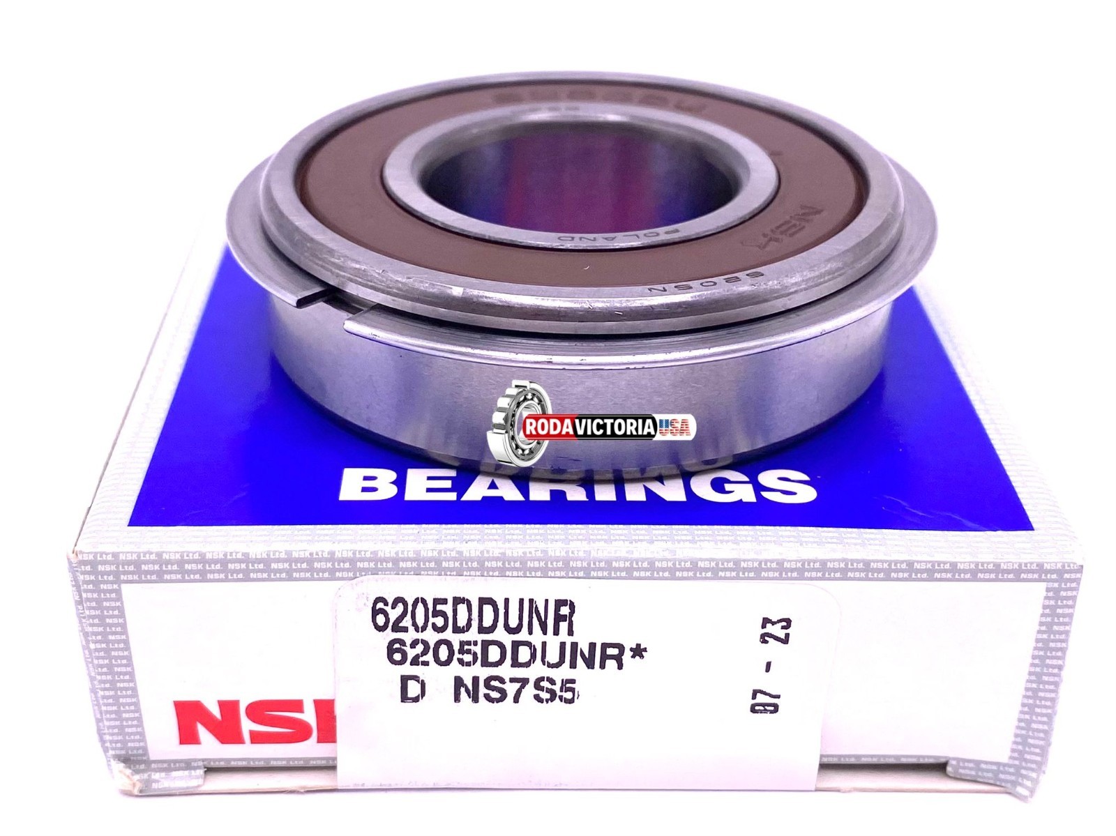 NSK 6205 DDU NR Ball Bearing, Rubber Sealed + Snap Ring 6205 2RS NR 25x52x15 mm