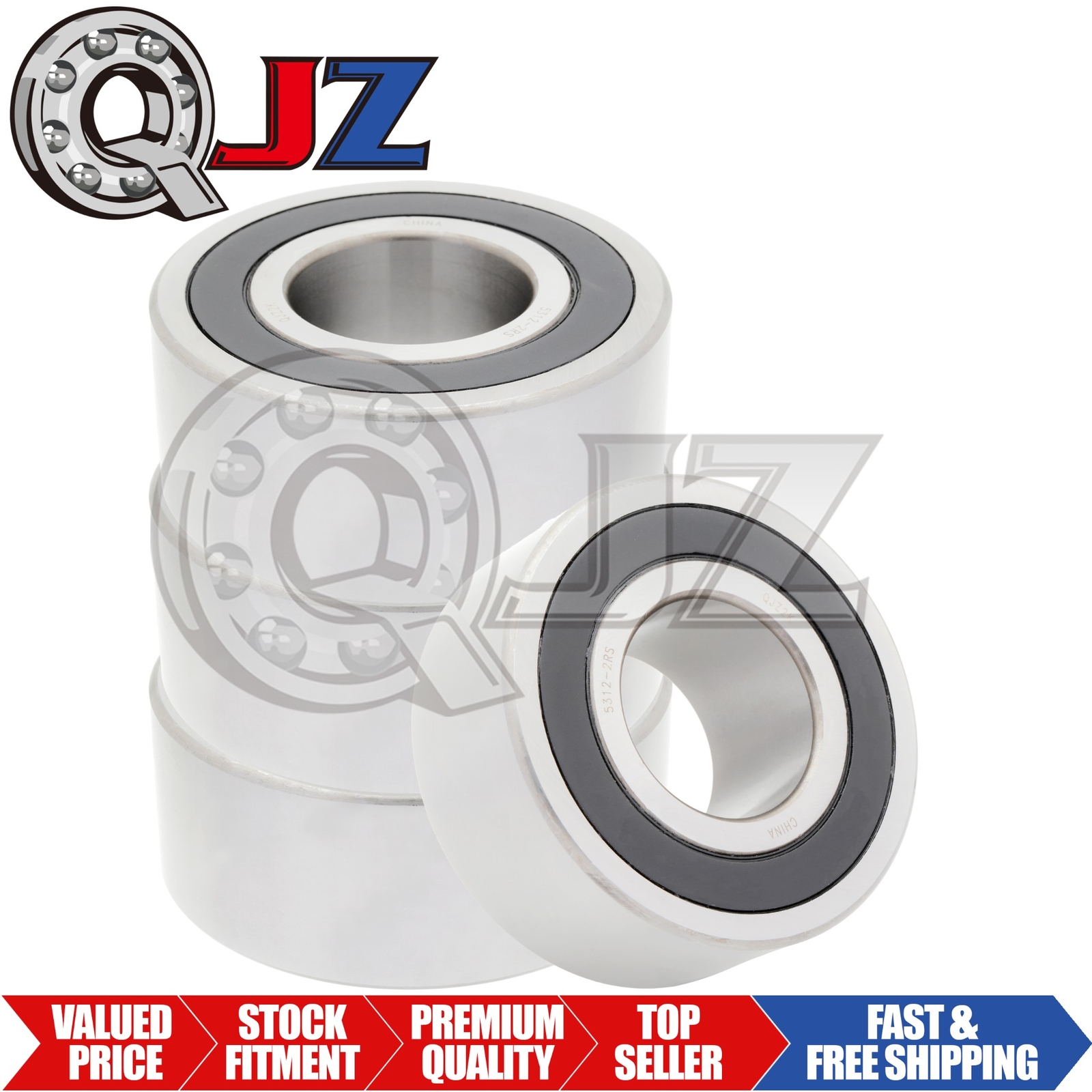 [Qty.4] 5312-2RS Angular Contact Ball Bearing [60 mm ID x 130 mm OD x 54 mm W]