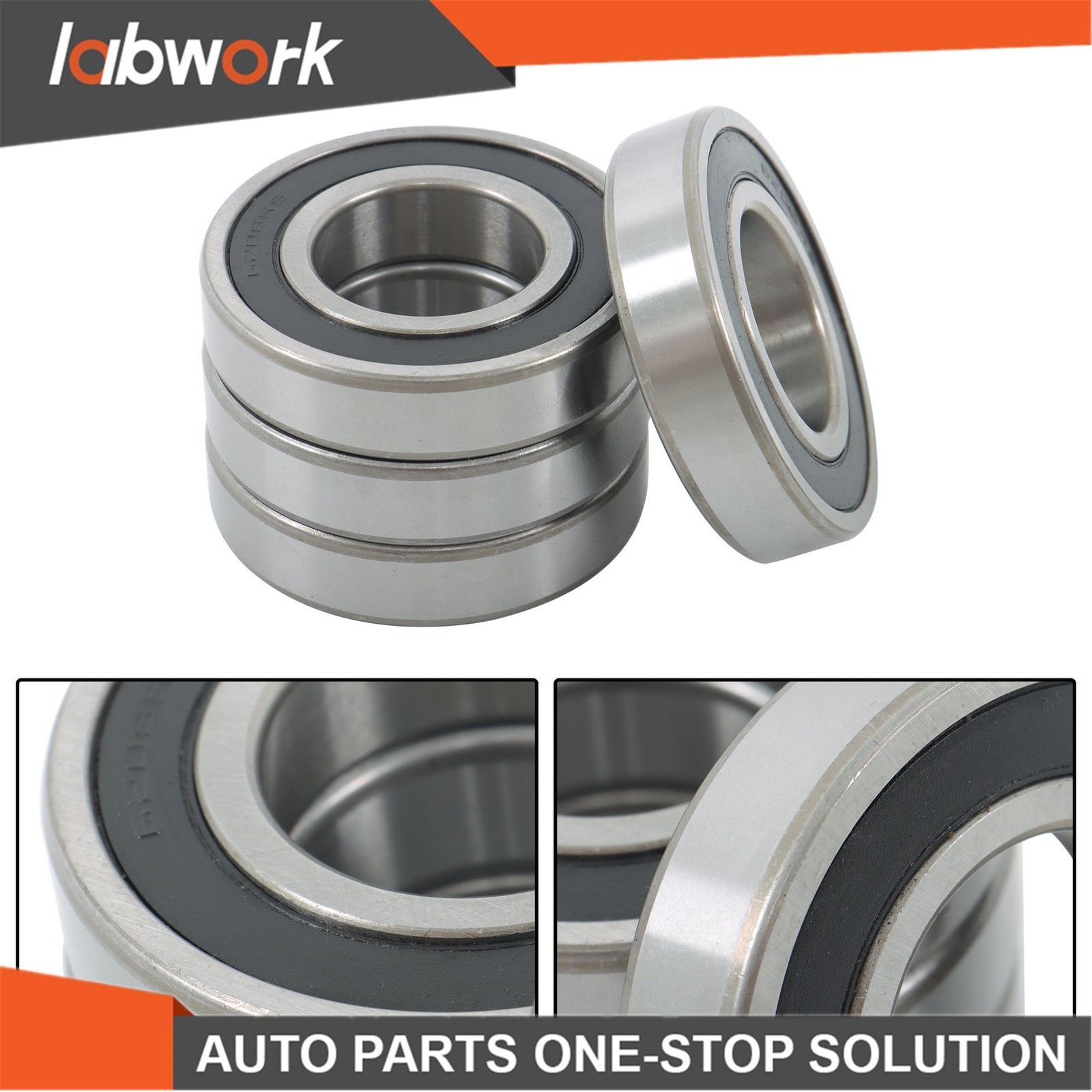Labwork 6208-2RS Deep Groove Bearings 4pcs 40mm x80mm x18mm Rubber Sealed