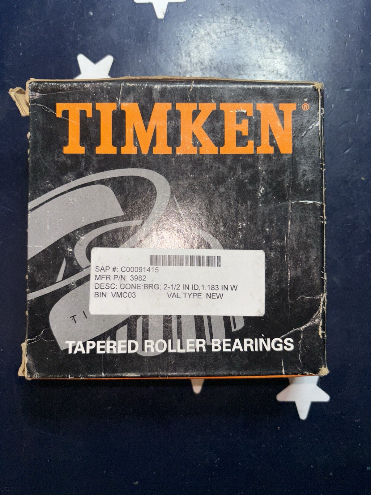 Timken 3982 Tapered Roller Bearing Cone 2.500 in Bore, 1.1830 in Width