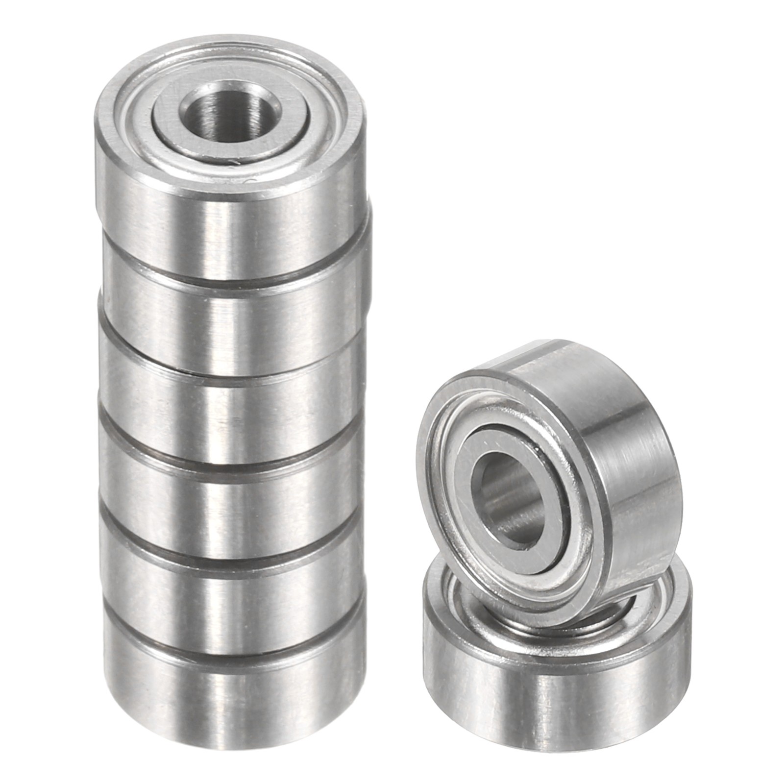 8pcs R2ZZ 1/8″ ID x 3/8″ OD x 5/32″ Height Z2 Ball Bearings, Silver Tone