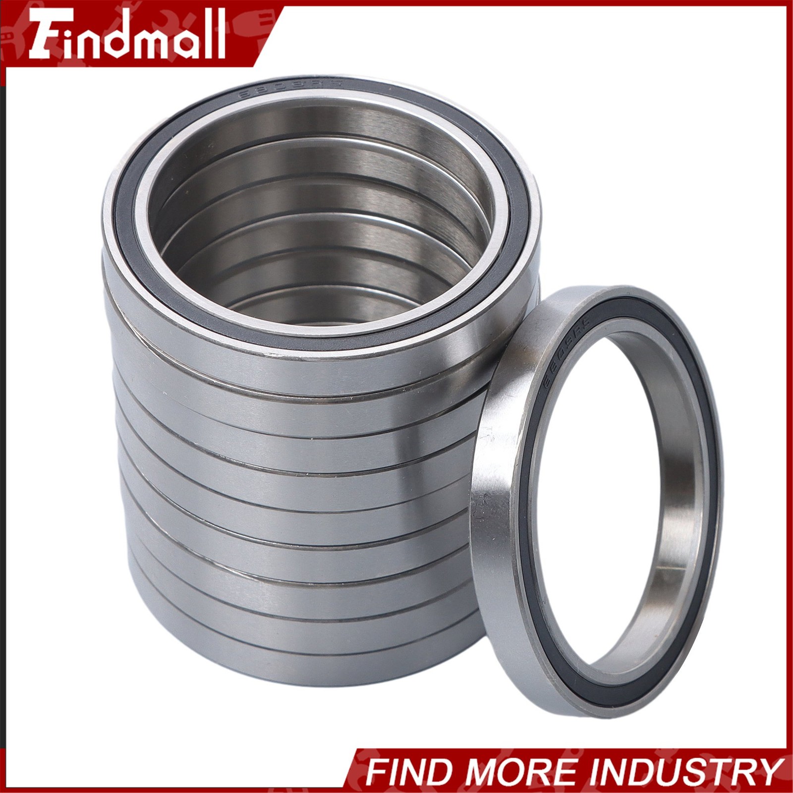 Findmall 6809-2RS 61809-2RS Bearings 10pcs 45x58x7mm Rubber Sealed Set