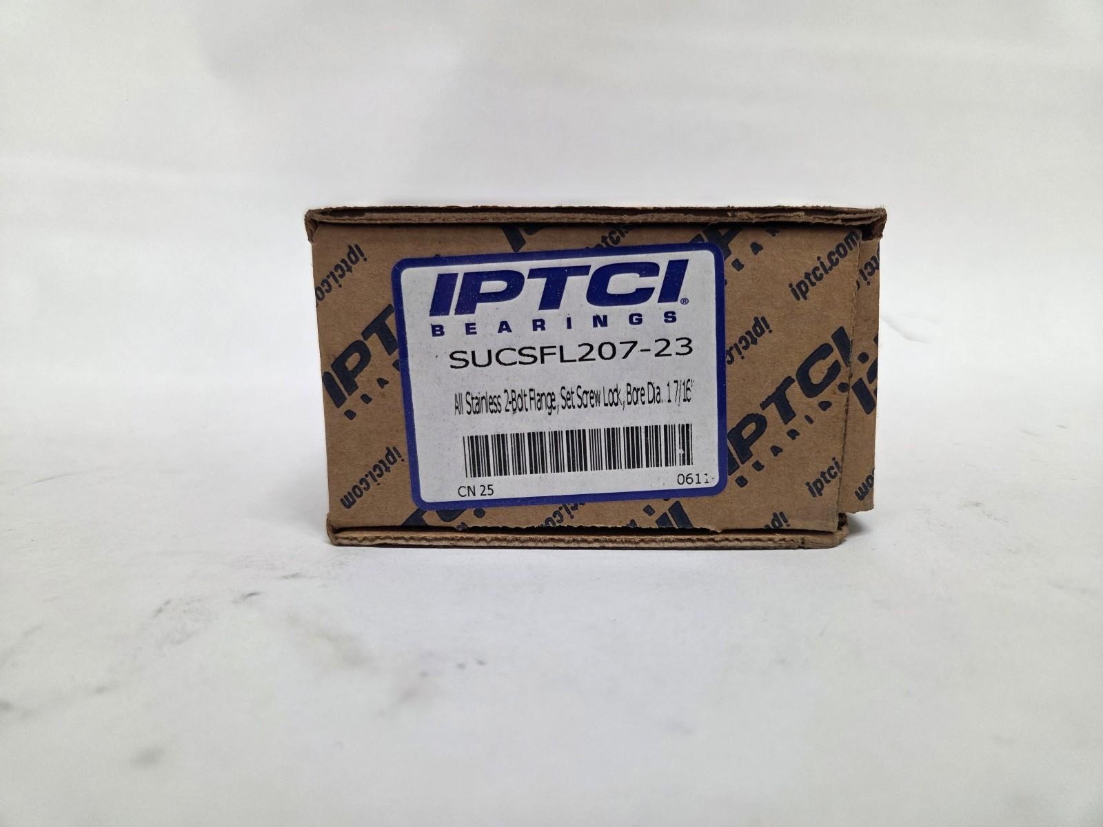 New IPTCI Flange Mount Ball Bearing SUCSFL207-23, 1-7/16″ Straight Bore, 2 Bolt