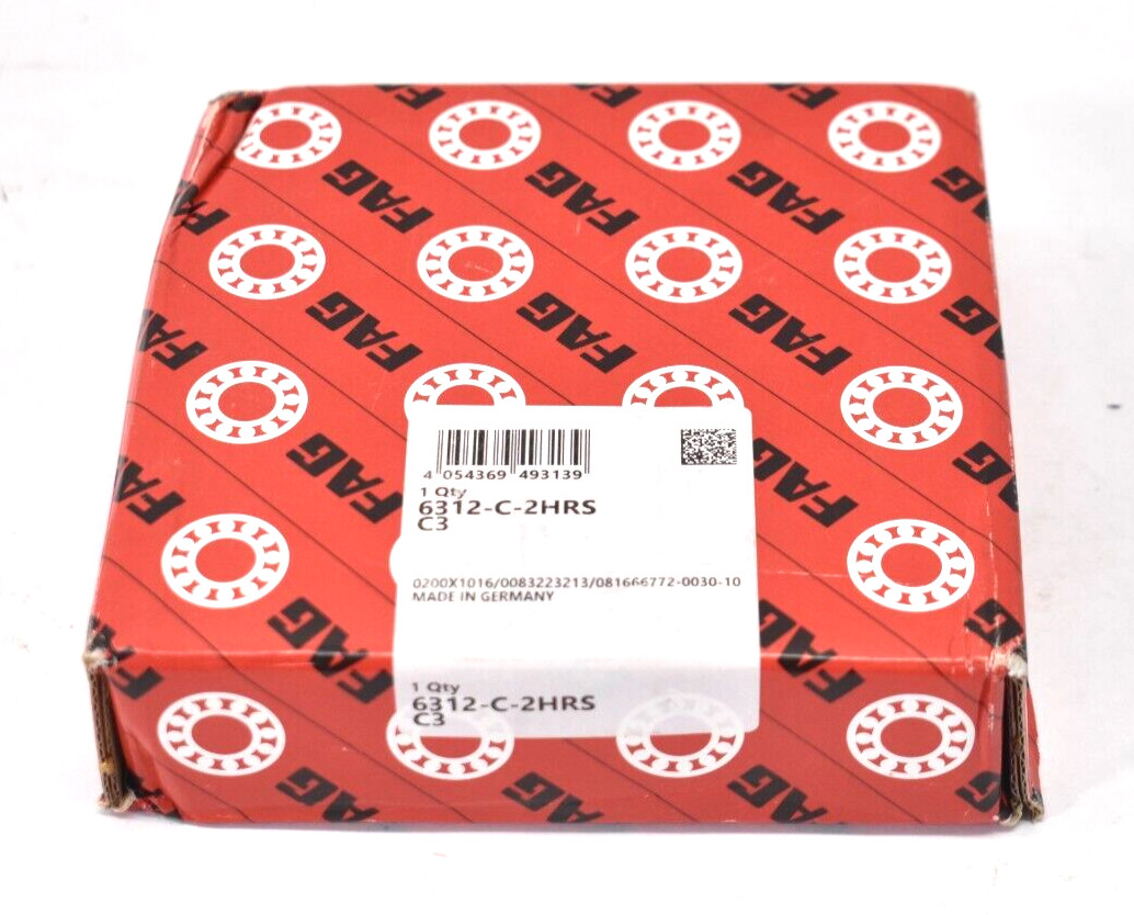 FAG Deep Groove Ball Bearing Tool 6312-C2HRSC3 60mm ID x 130mm AD x 31mm W