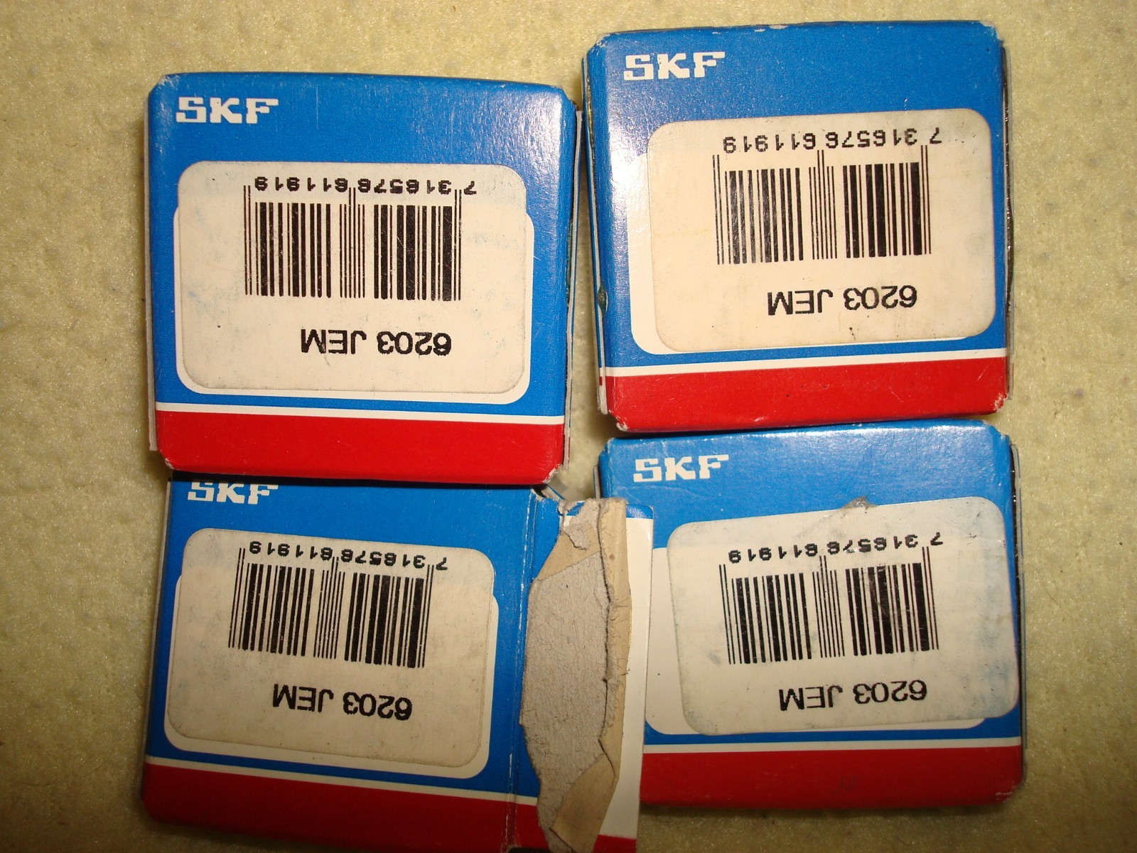 Lot of 4 SKF 6203 JEM Bearings