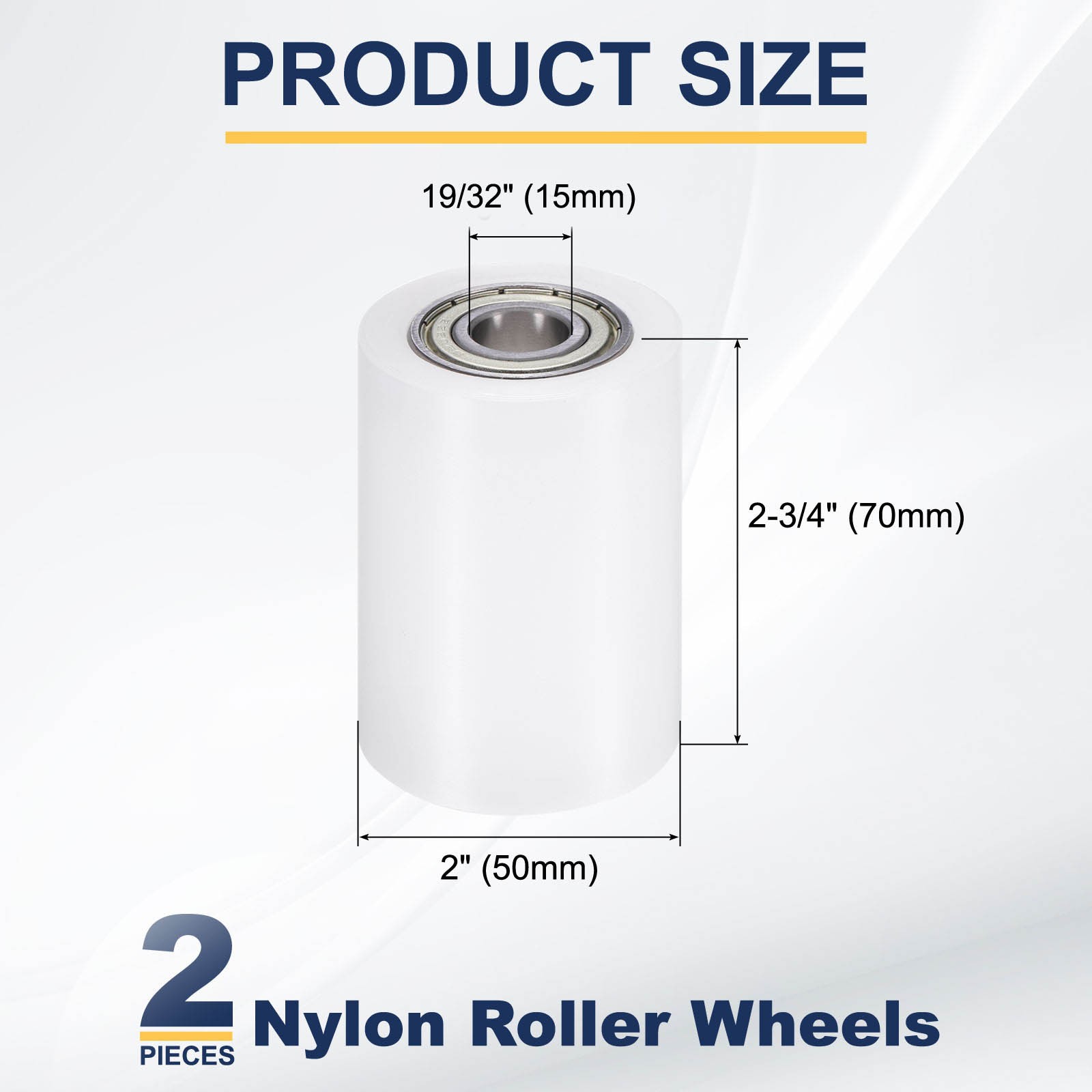 2Pcs Nylon Roller Wheel with Bearings, 19/32″x2″x2-3/4″ Nylon Pulley