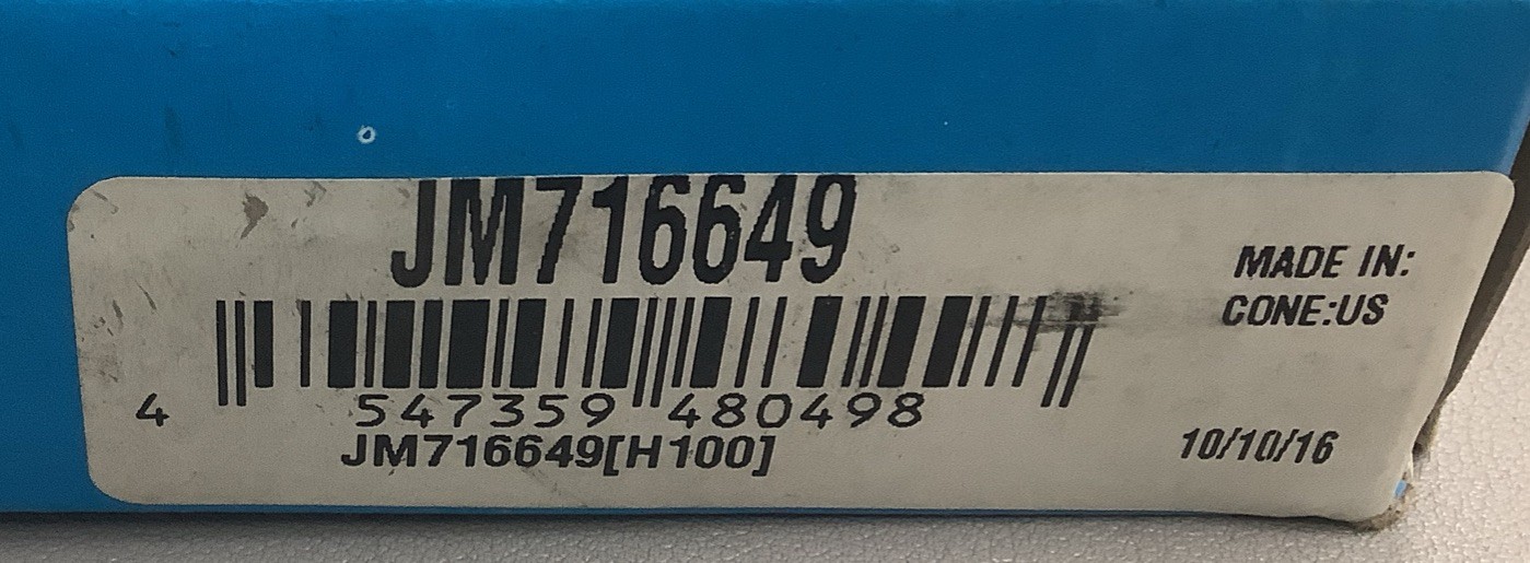 Lot of 2 NTN Tapered Roller Bearing Cone JM716649 85mm ID, 29mm Width (b451)