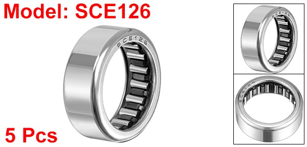 SCE126 Needle Roller Bearings Drawn Cup Open End 3/4″ Bore 1″ OD 3/8″ Width 5Set
