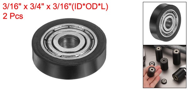2 Pcs Plastic Roller Wheel with Bearings 3/16″ x 3/4″ x 3/16″ Bearing Pulley