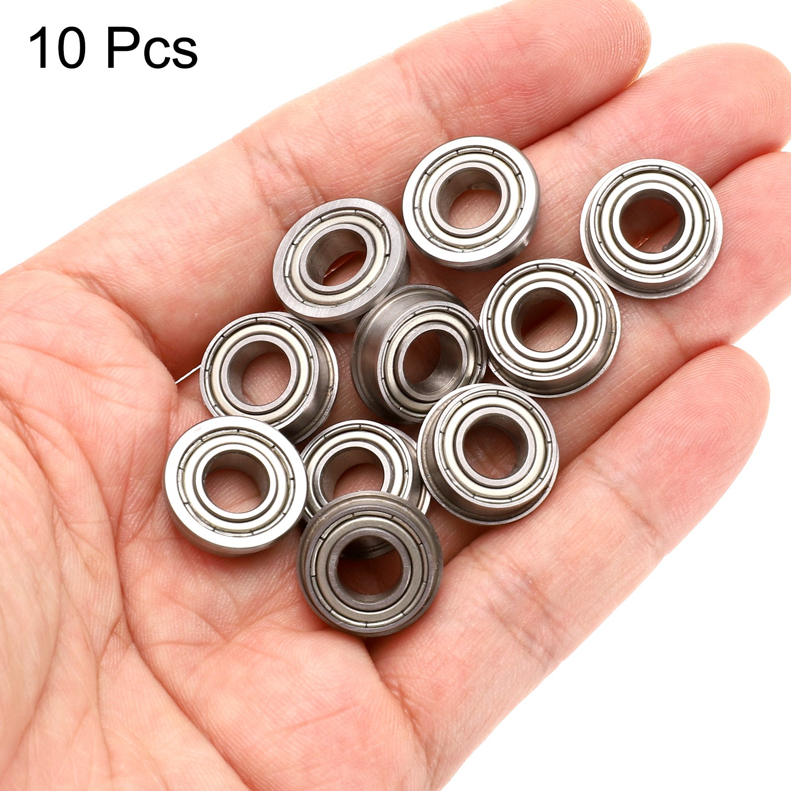 10pcs F687ZZ Flanged Ball Bearing 7x14x5mm Chrome Steel Shielded, P6 (ABEC 3)