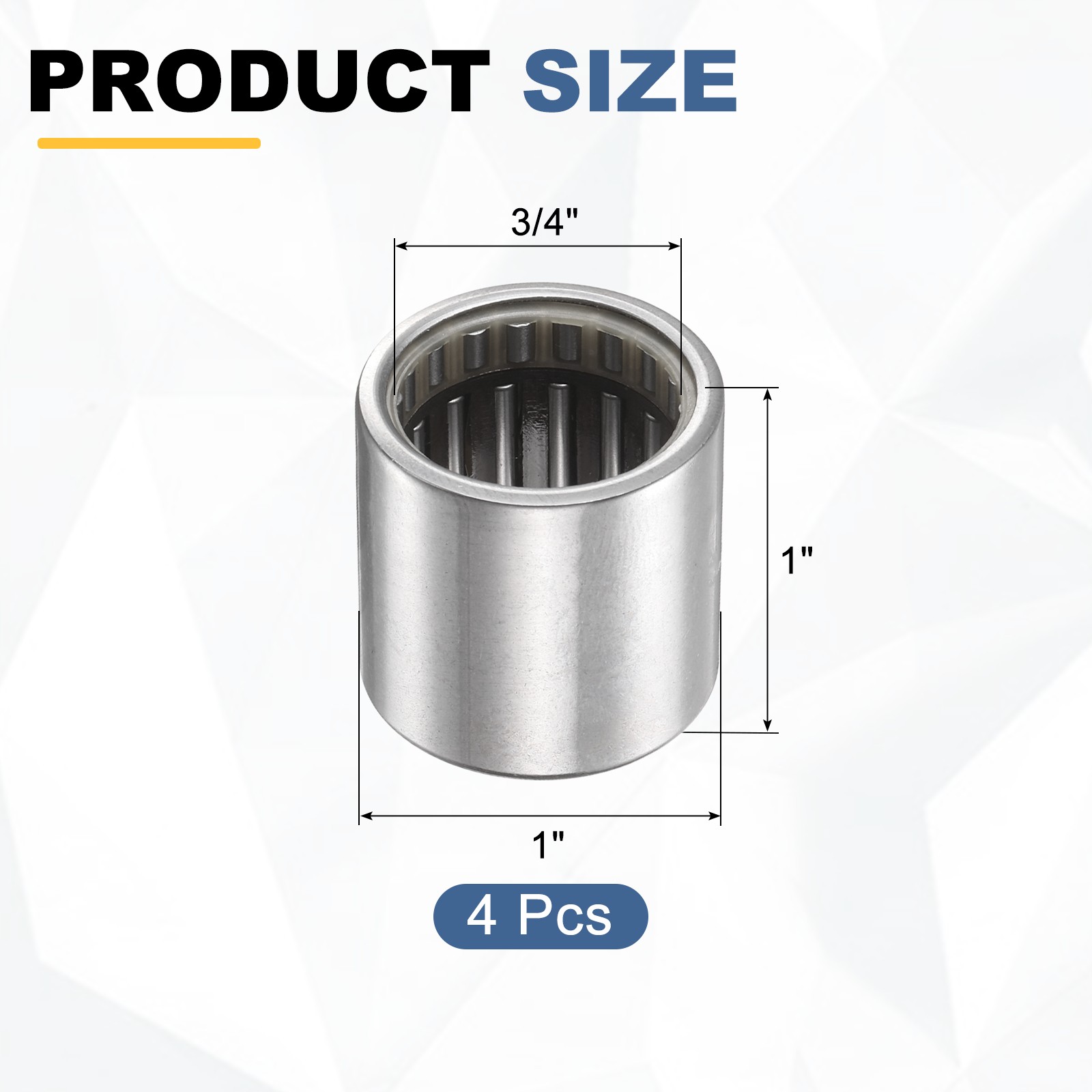 4pcs RCB121616 Needle Roller Bearings 3/4″ x 1″ x 1″ Chrome Steel Open End