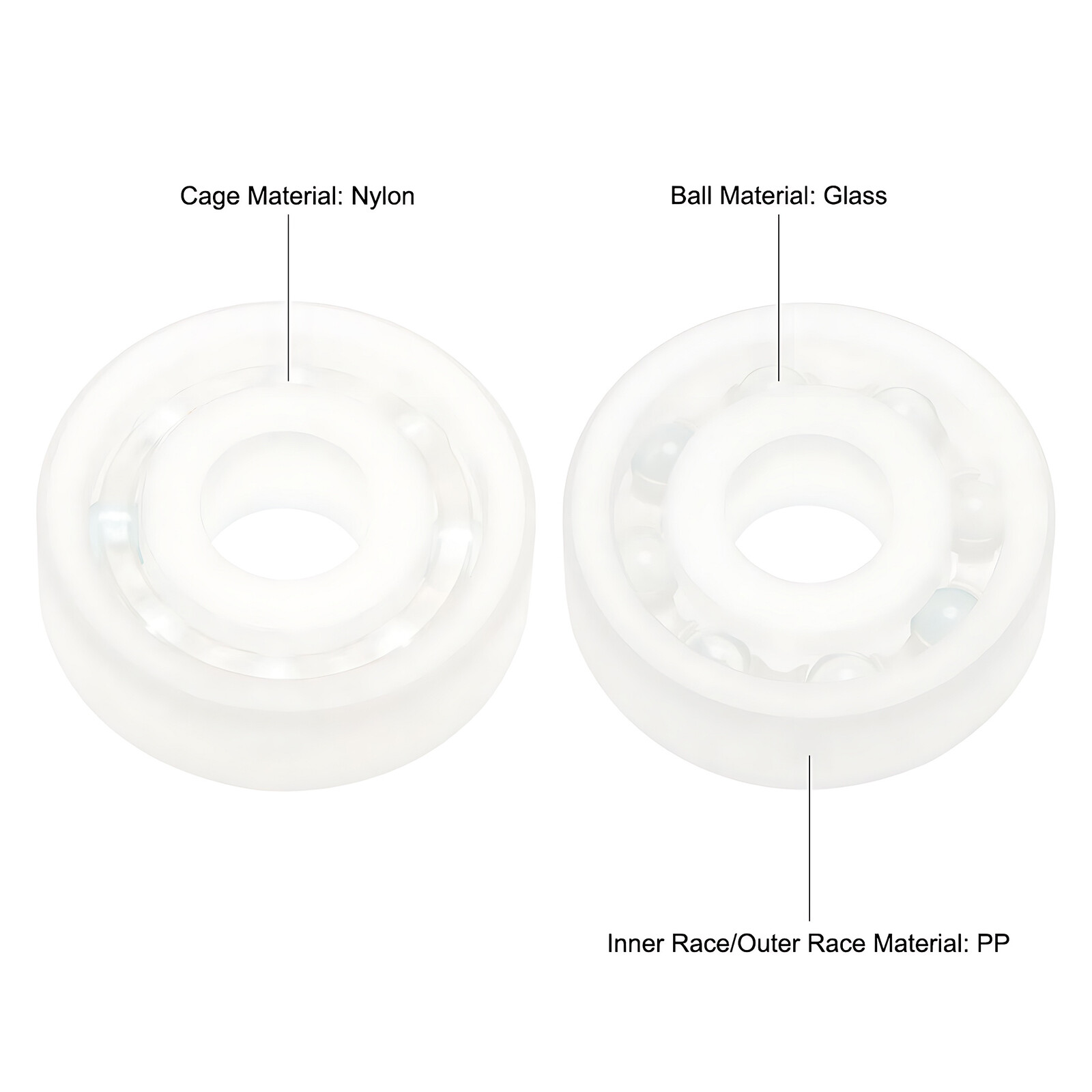 PP Nylon Plastic Precision Ball Bearing Glass Ball Bearings 608 626 6000 – 6006