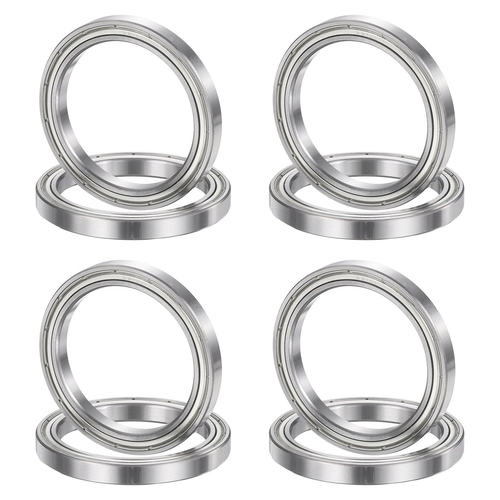 8Pcs 6810ZZ 50mmx65mmx7mm Metal Shielded Deep Groove Ball Bearing, Silver