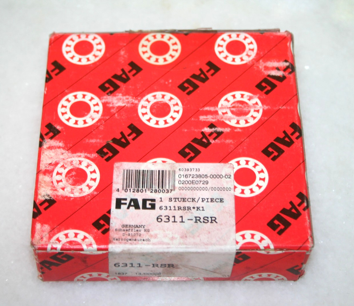 GENUINE FAG 6311RSR Ball Bearing Deep Groove Single Sealed * NEW UNOPENED *