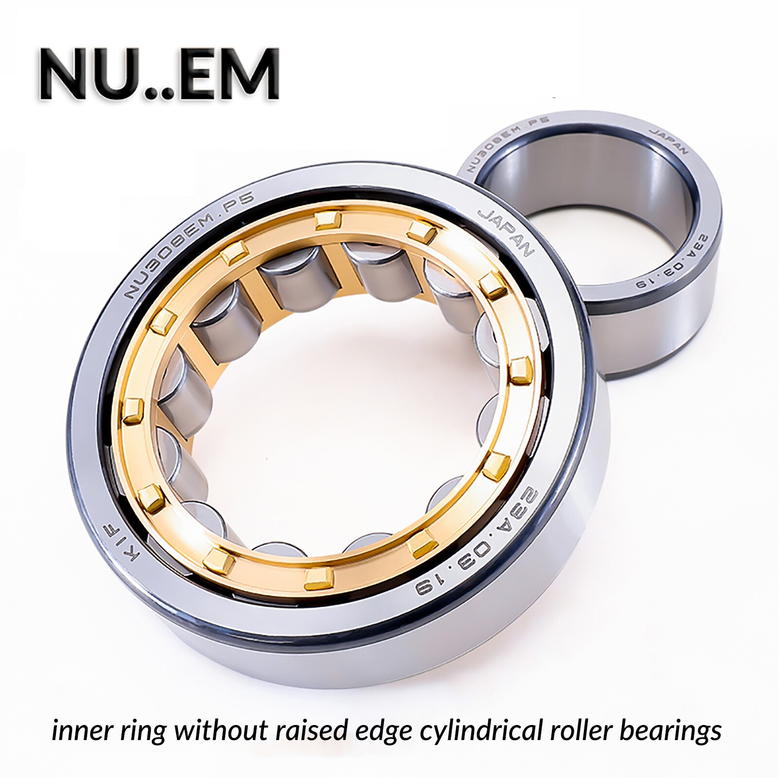 N/NU/NJ Radial Rolling Cylindrical Roller Bearing 15-100mm Bore Brass/Steel Cage