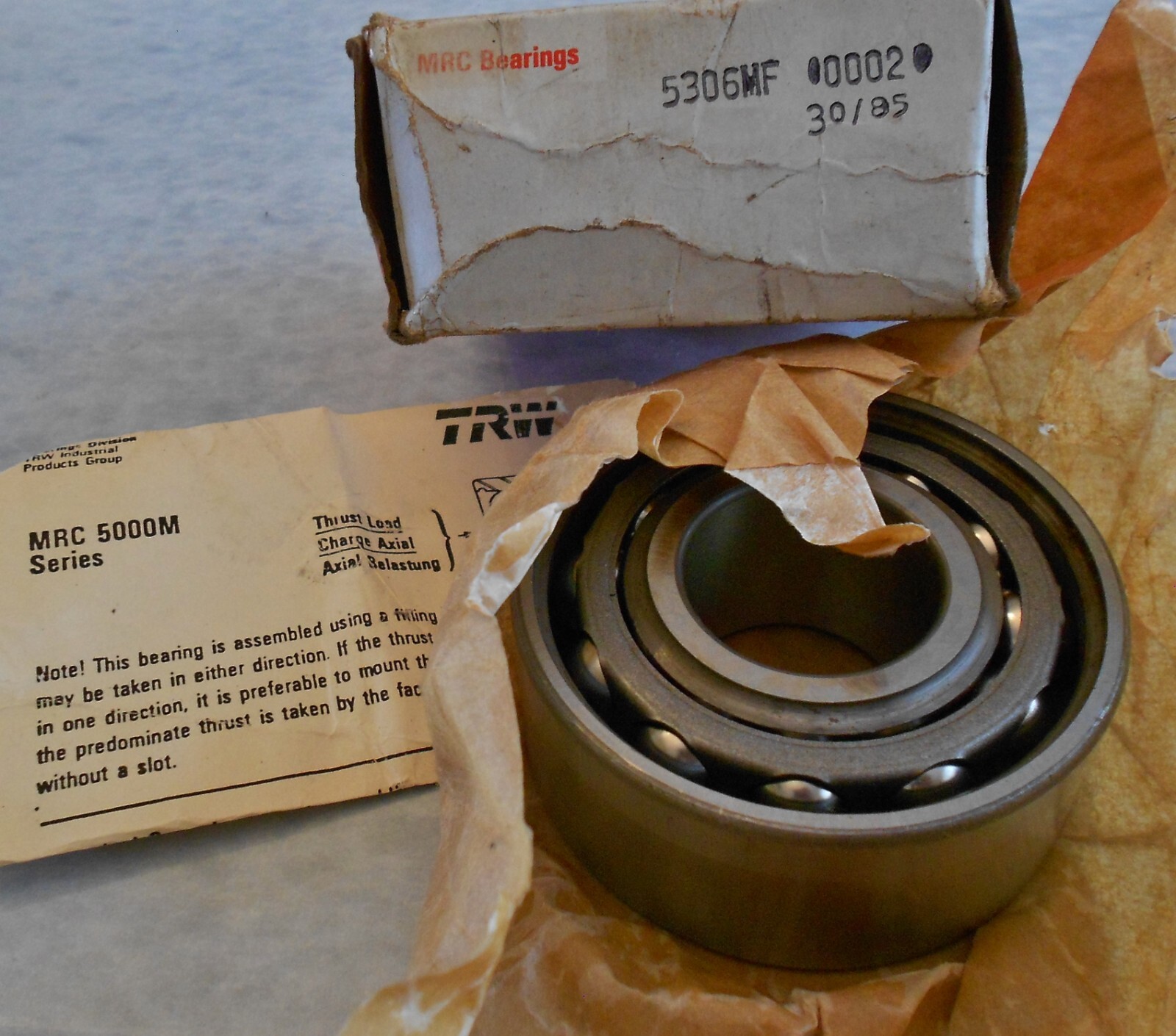 NOS TRW MRC 5306MF Double Row Angular Contact BEARING Medium Duty 5000 Series