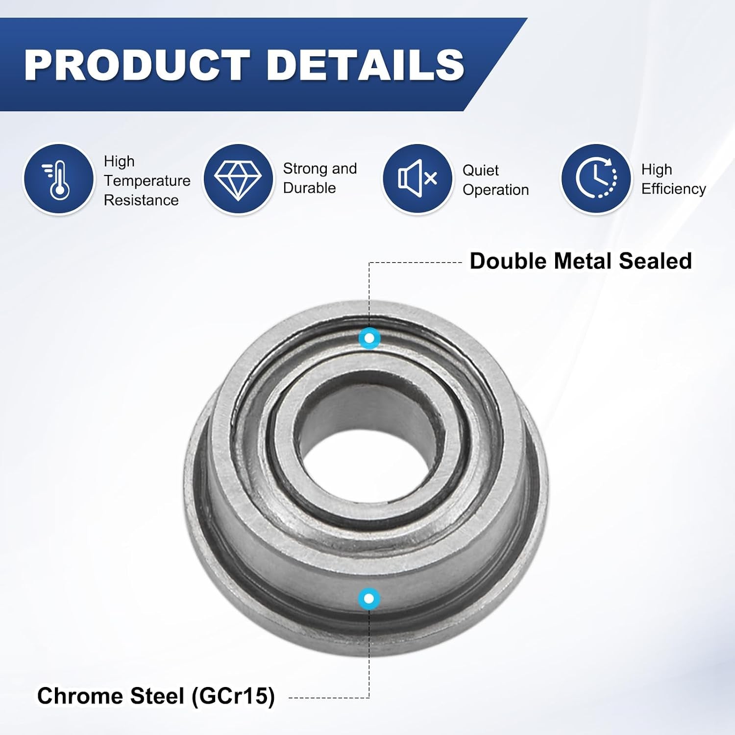 M METERXITY 20-Pack F683ZZ Flanged Ball Bearing, 3mm x 7mm x 3mm Double Metal Sh