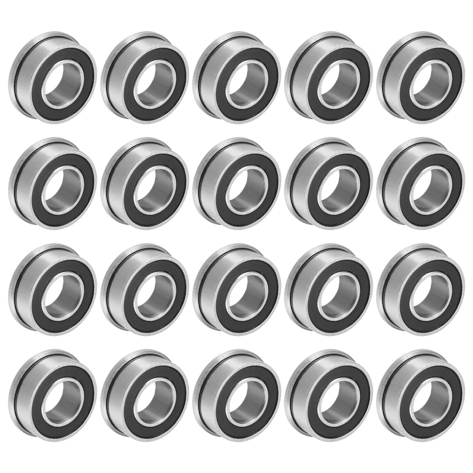 FR188-2RS Flanged Ball Bearing 1/4×1/2×3/16 Inch Double Sealed, 20pcs