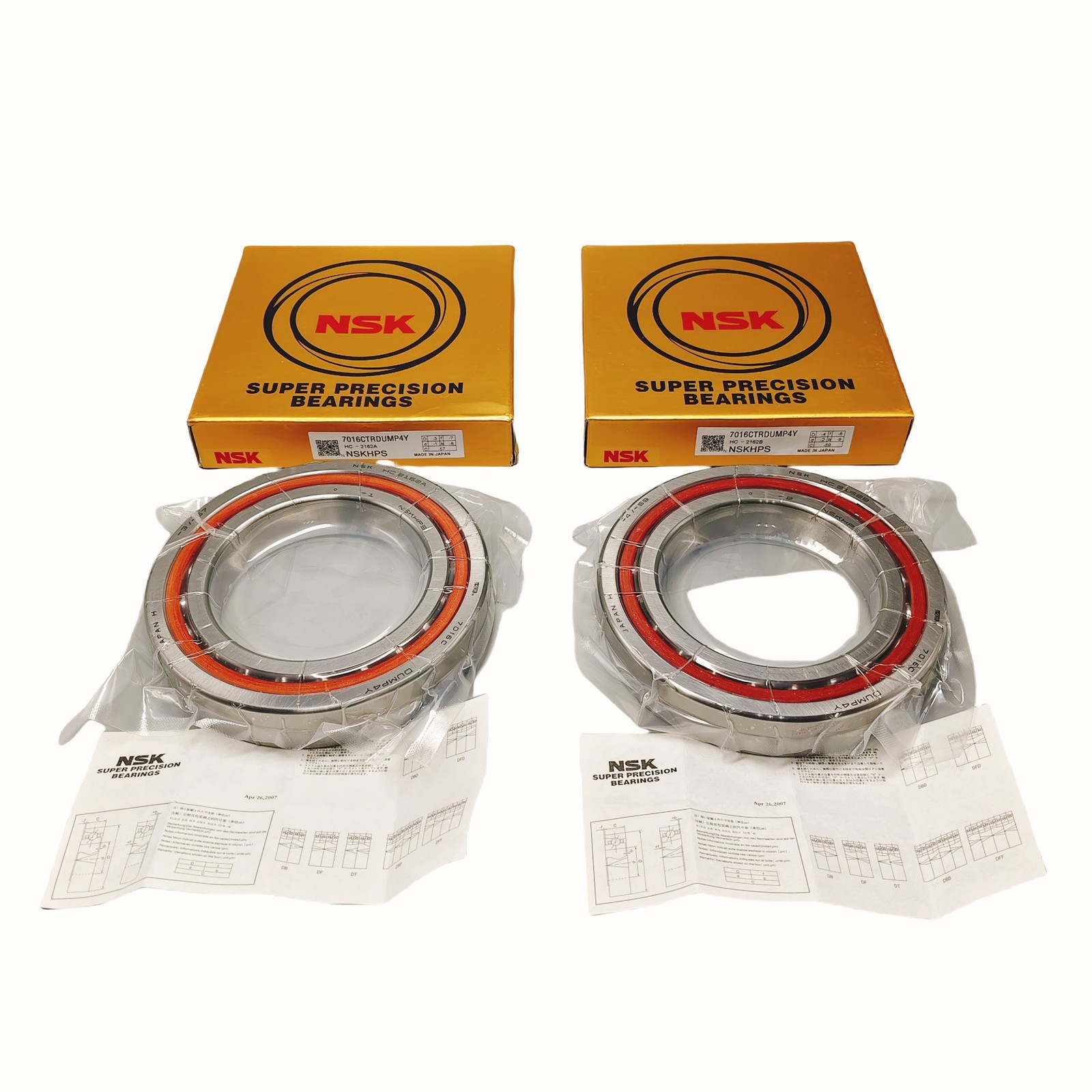 NEW Angular Bearing for 80x125x22mm NSK 7016CTRDUMP4Y 7016-CTR-DUM-P4Y 2pcs