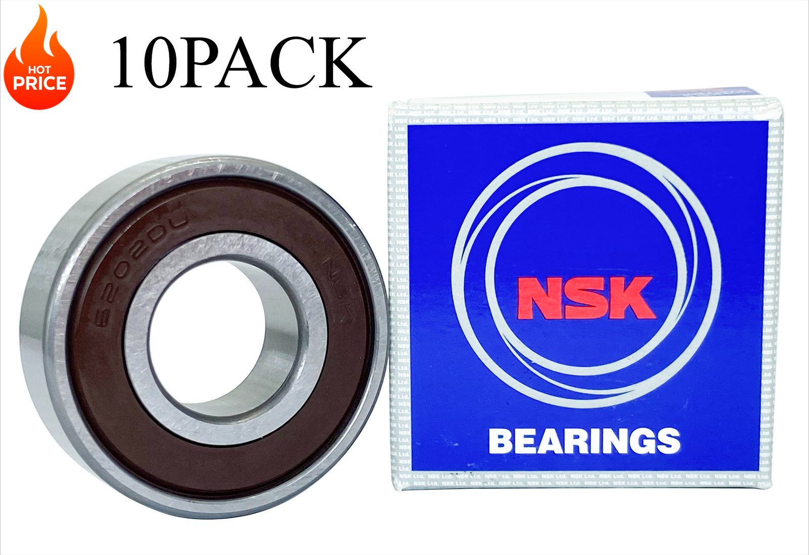 10PACK NSK 6202DDU 15X35X11MM Double Rubber Seal Bearings 6202-2RS 6202RS
