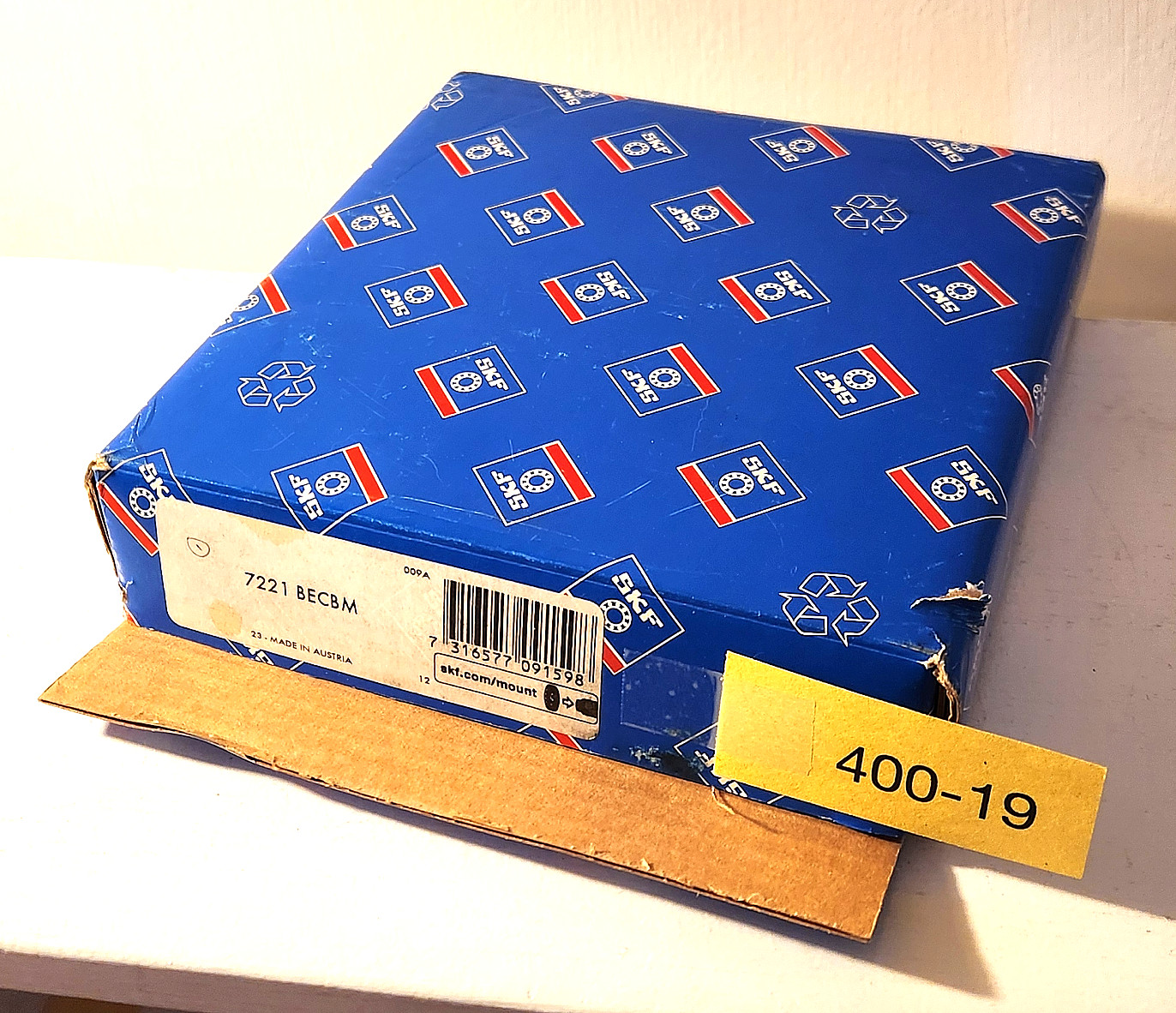 new SKF 7221 BECBM Precision Ball Bearing, U.S. seller. Carton marked Blanchard