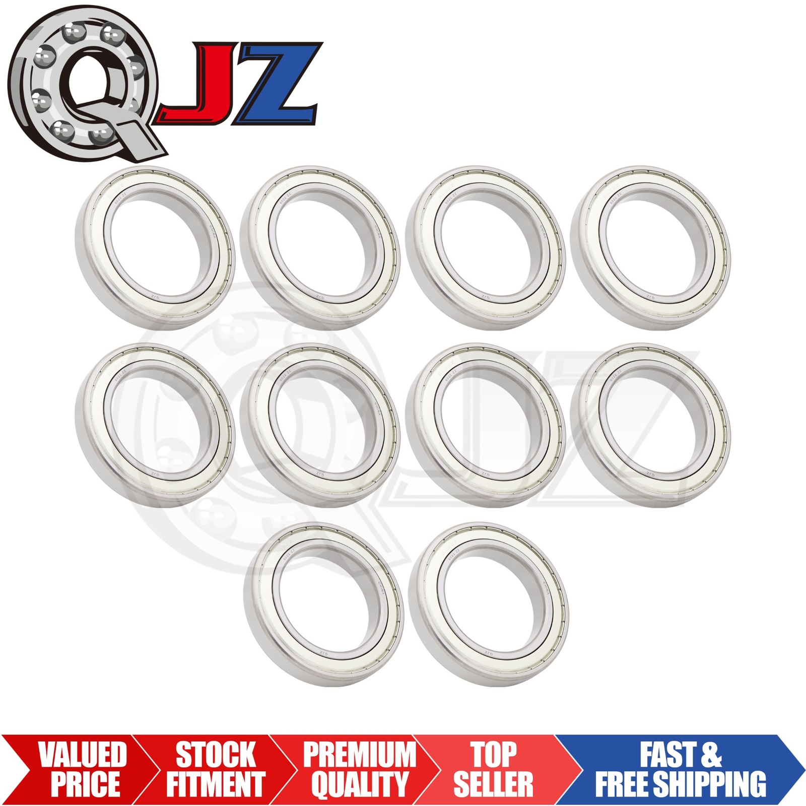 [Qty.10] 6022-ZZ Radial/Deep Groove Ball Bearing [110mm ID x 170mm OD x 28mm W]