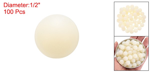 100pcs Nylon Bearing Balls 1/2″ 12.7mm Solid Plastic Balls New