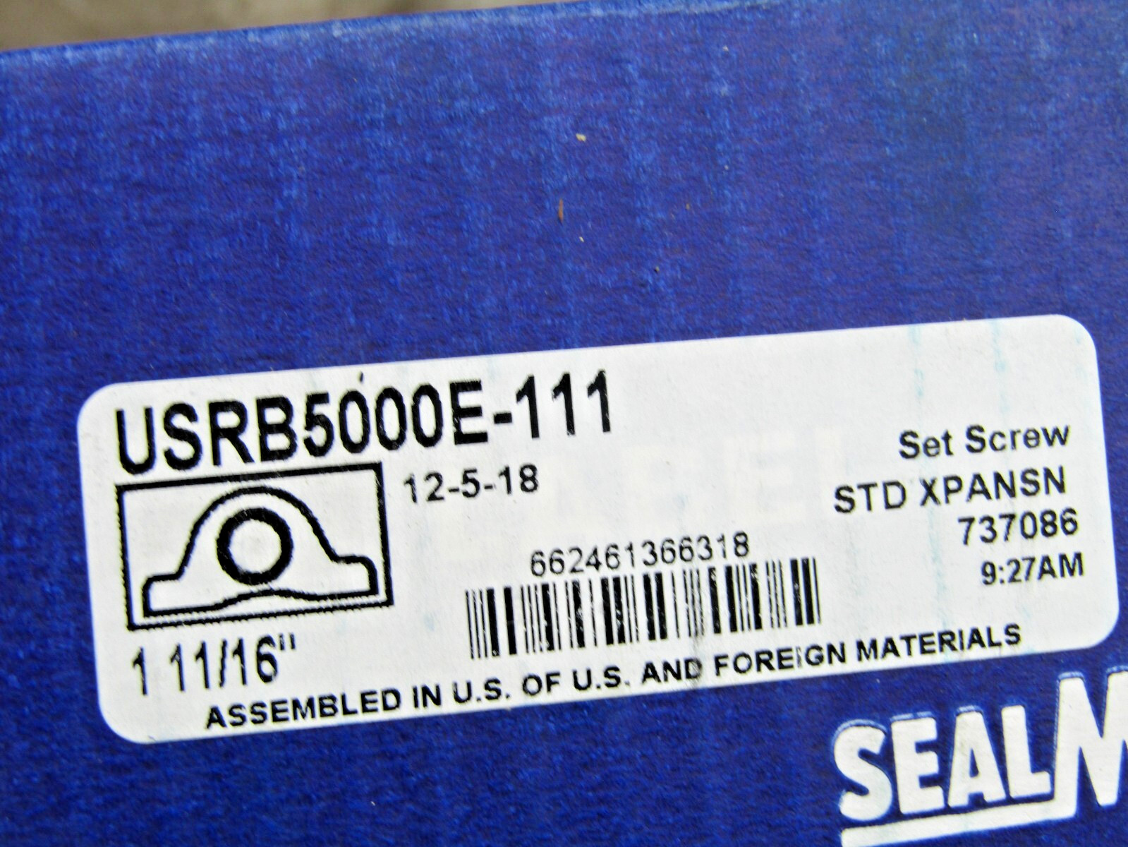 Sealmaster USRB5000E-111 1-11/16″ Roller Bearing Pillow Block Bearing