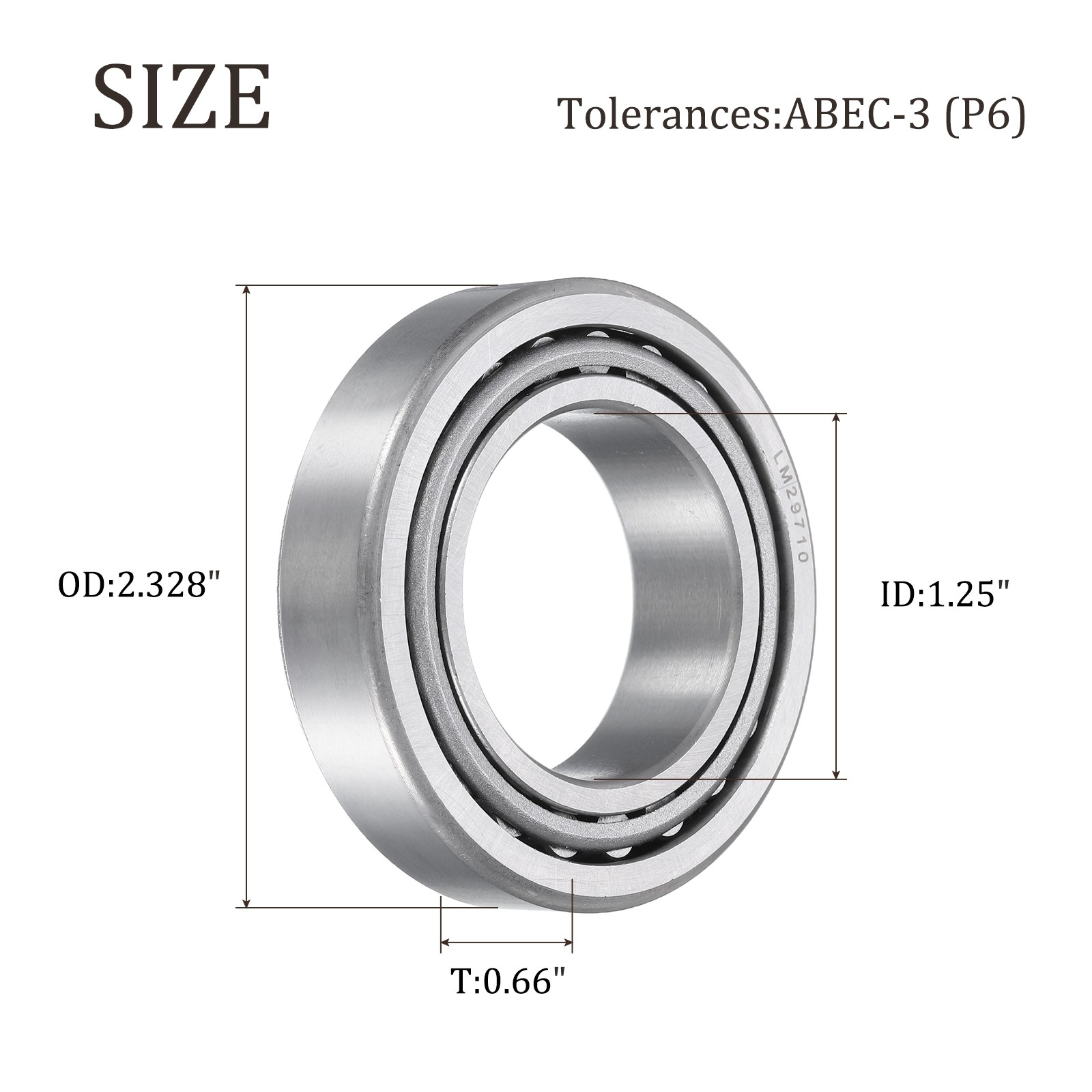 2pcs LM29749/LM29710 Tapered Roller Bearing Cone and Cup, 1.5″ Bore x 2.552″ OD