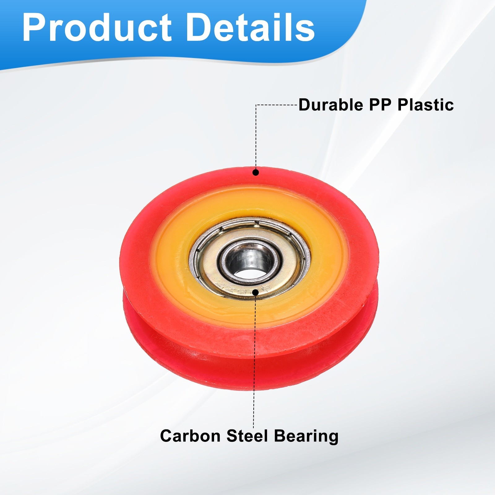 8 Pcs 6x39x9mm Red U Type Groove Plastic Guide Bearing Roller Wheels