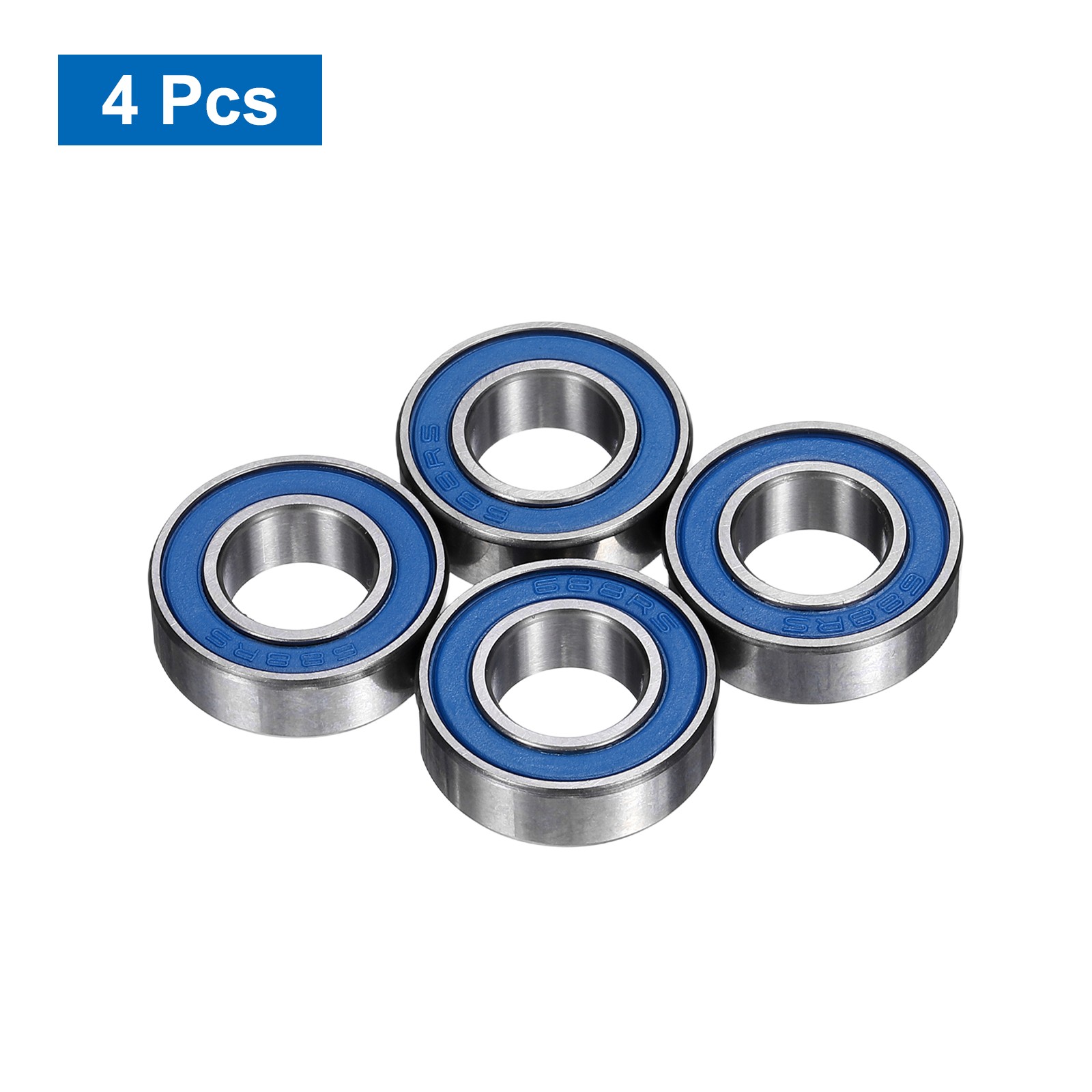 4Pcs, 688-2RS Deep Groove Bearing 8x16x5mm Double Sealed Chrome Steel P5