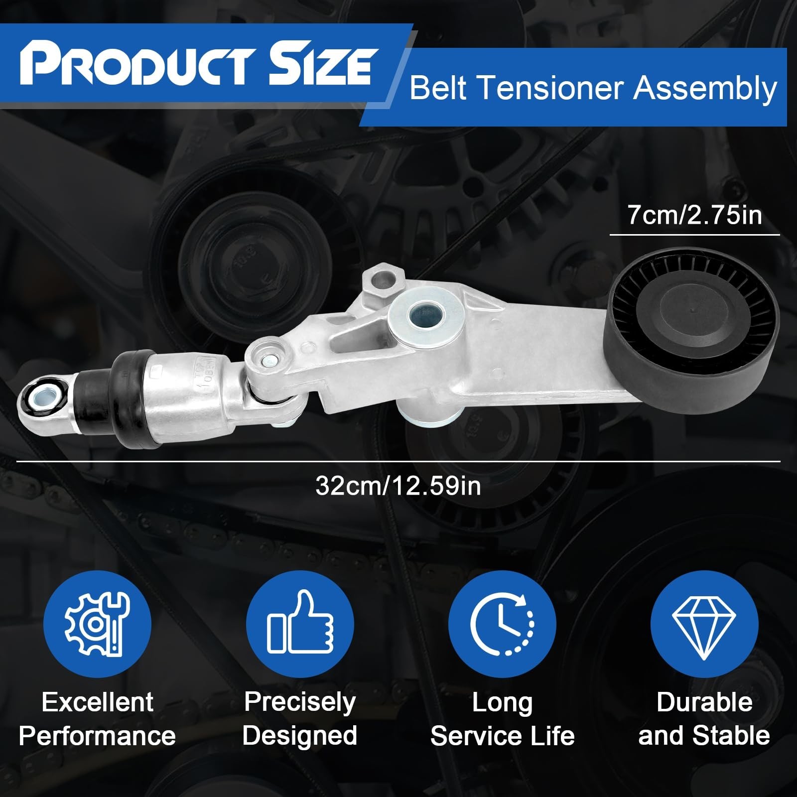 Belt Tensioner Assembly with Pulley, Compatible with Toyota Corolla 1998-2008…