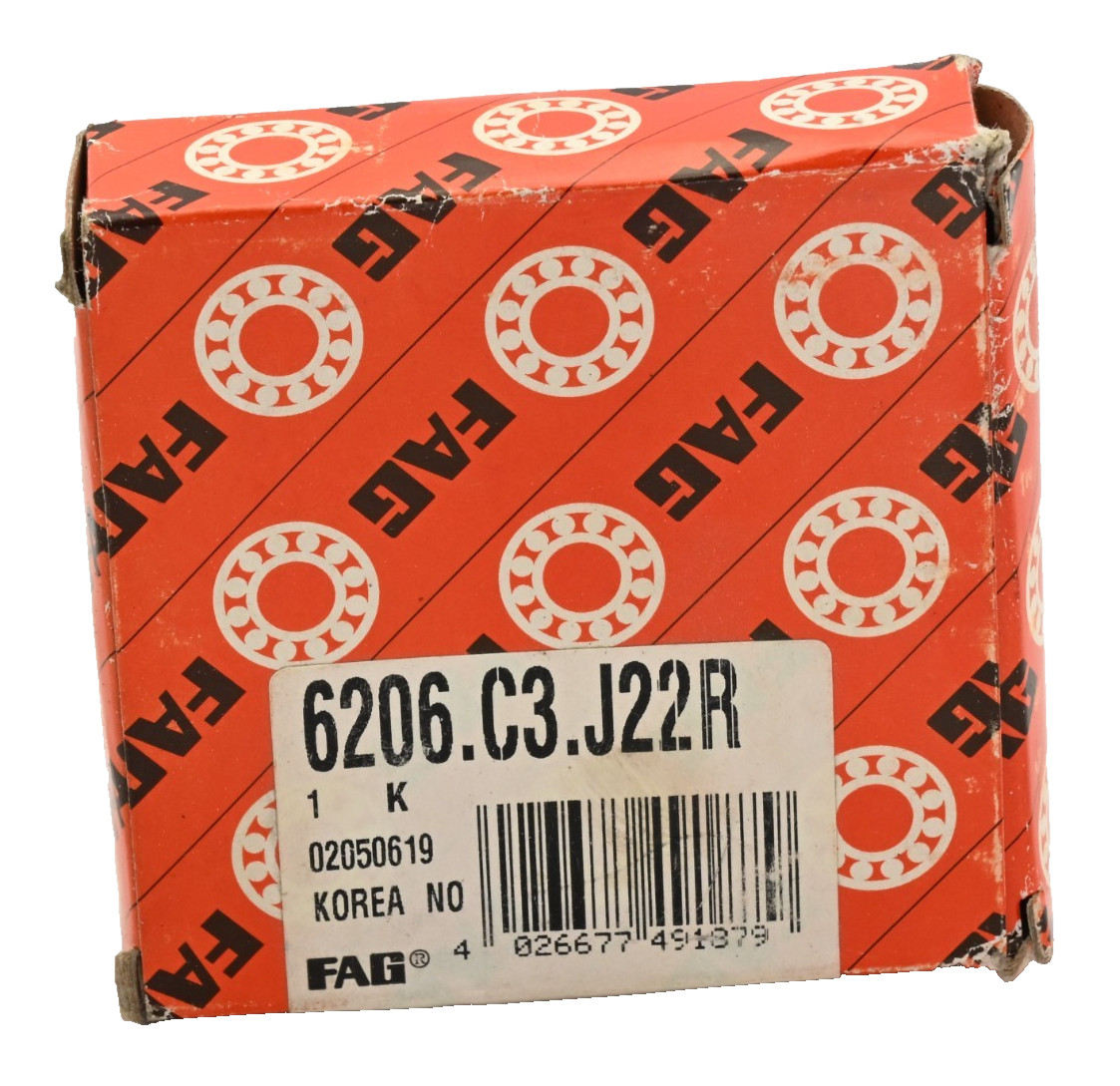 FAG 6206.C3.J22R Sealed Ball Bearing – 30 x 62 x 16 mm
