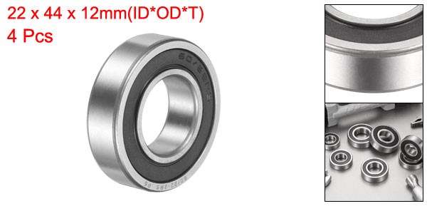 4 Pcs 60/22-2RS Deep Groove Ball Bearing 22 x 44 x 12mm ZV4 Double Rubber