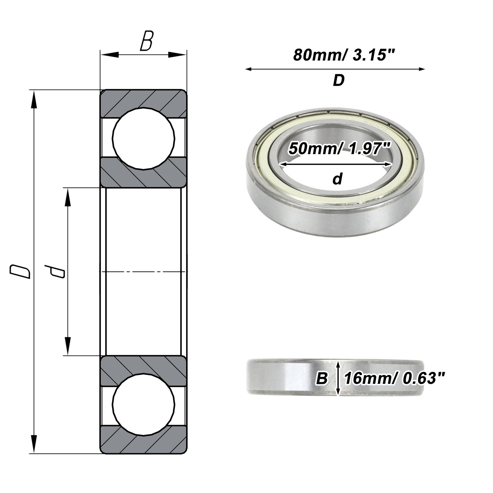 6010ZZ Deep Groove Ball Bearings 50x80x16mm 1 Pc Scooter Skateboard Wheel new