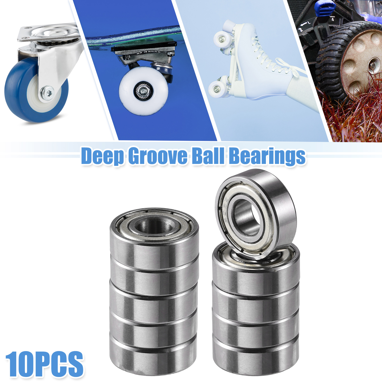 10pcs 6x15x5mm Double Metal Shield 696-ZZ Single Row Deep Groove Ball Bearings