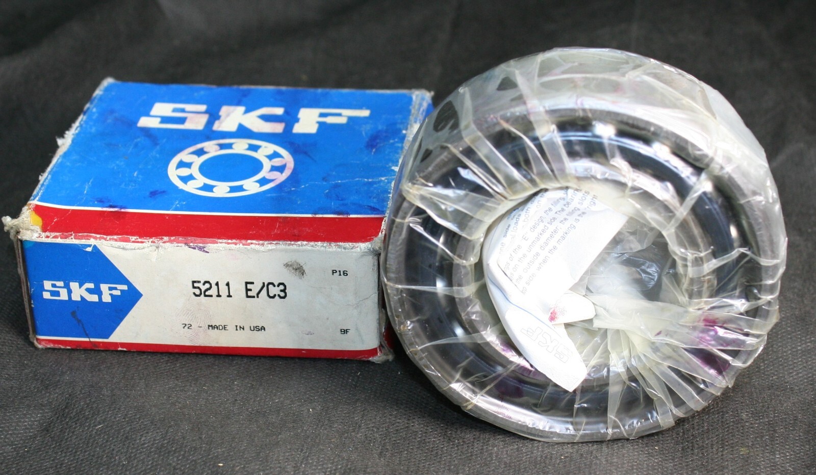 One (1) SKF 5211 E/C3 Angular Contact Bearing 55MM ID USA NEW