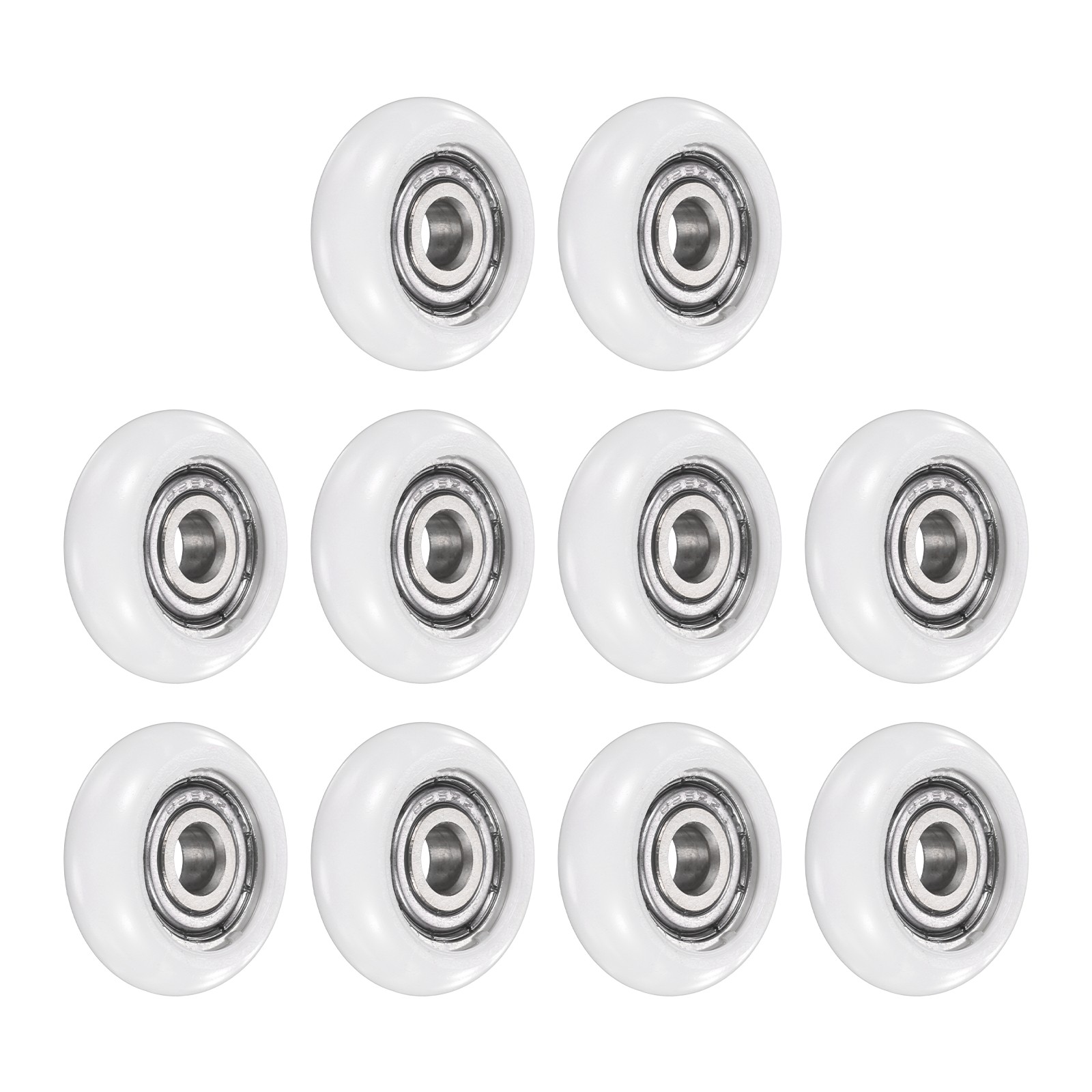 10Pcs 5x22x7mm Metal Shielded (GCr15) Chrome Steel Bearing+POM Guide, White