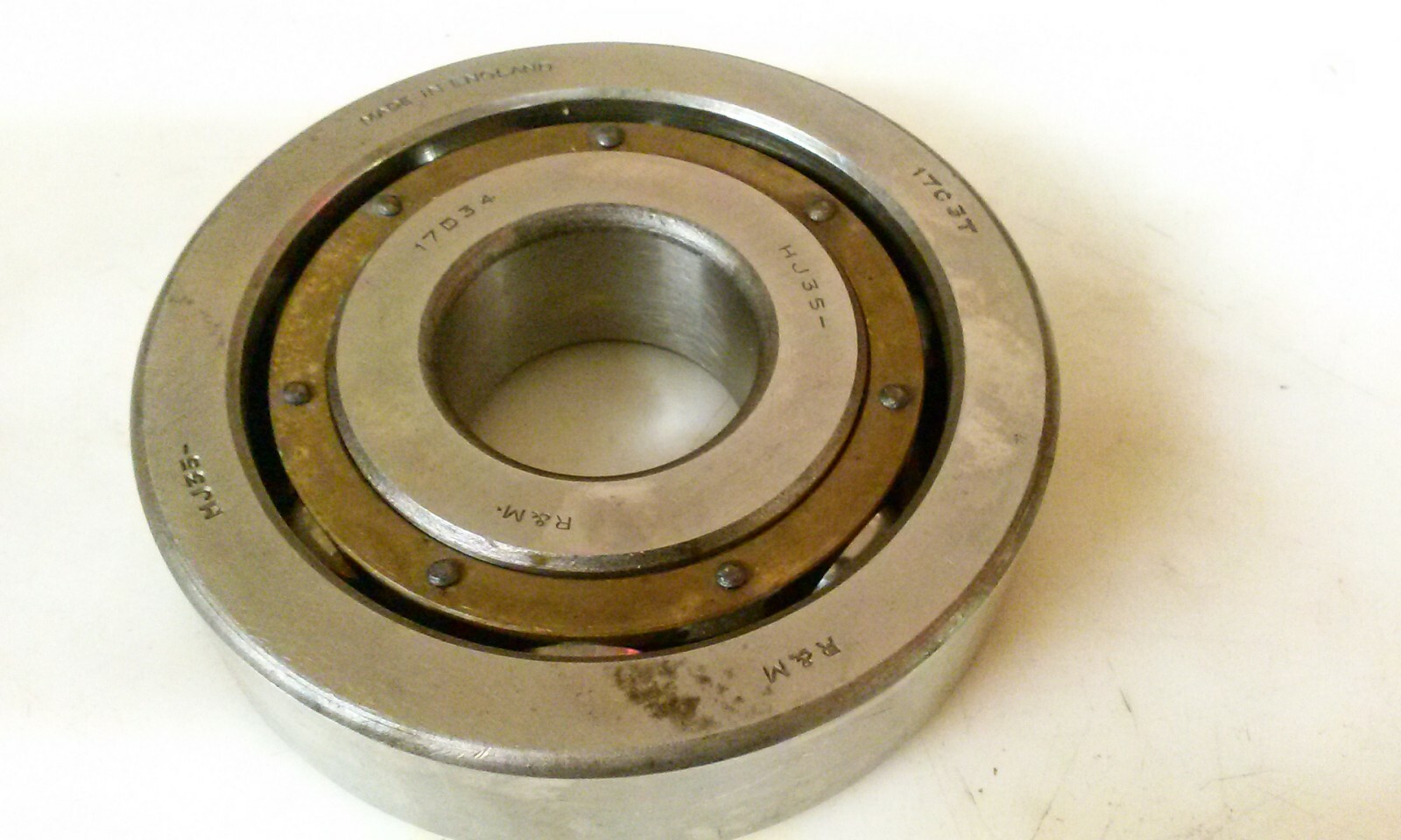 R&M HJ35 riveted brass cage ball bearing, made in England. *