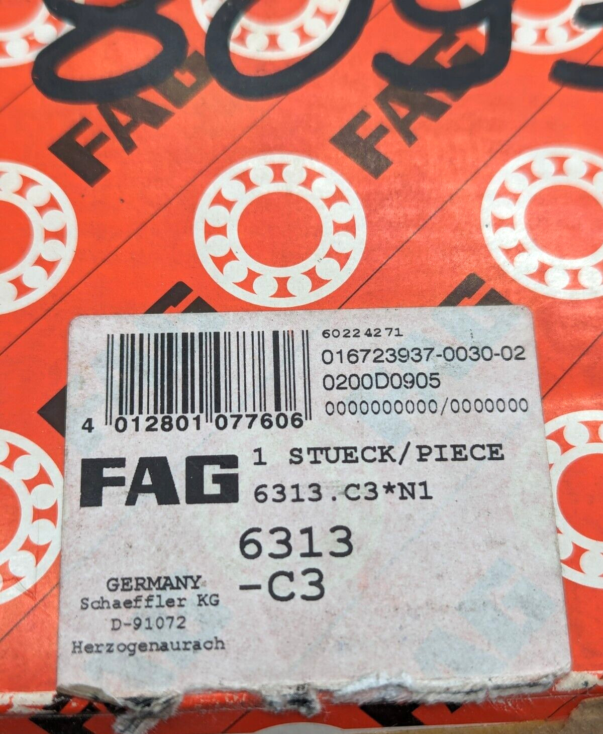 FAG deep groove ball bearing 6313-C3 new original packaging