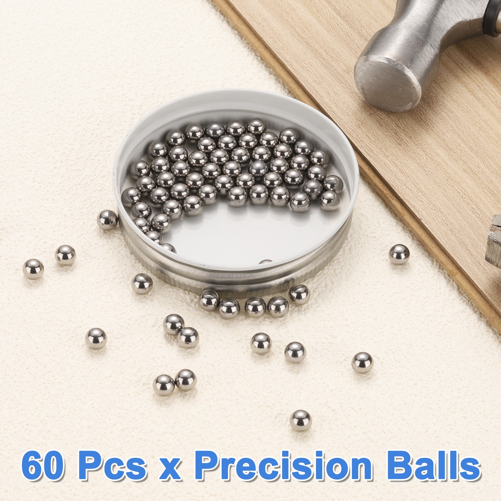 60Pcs Precision Balls 1/4″ Diameter G25 Solid Chrome Steel Bearing Balls