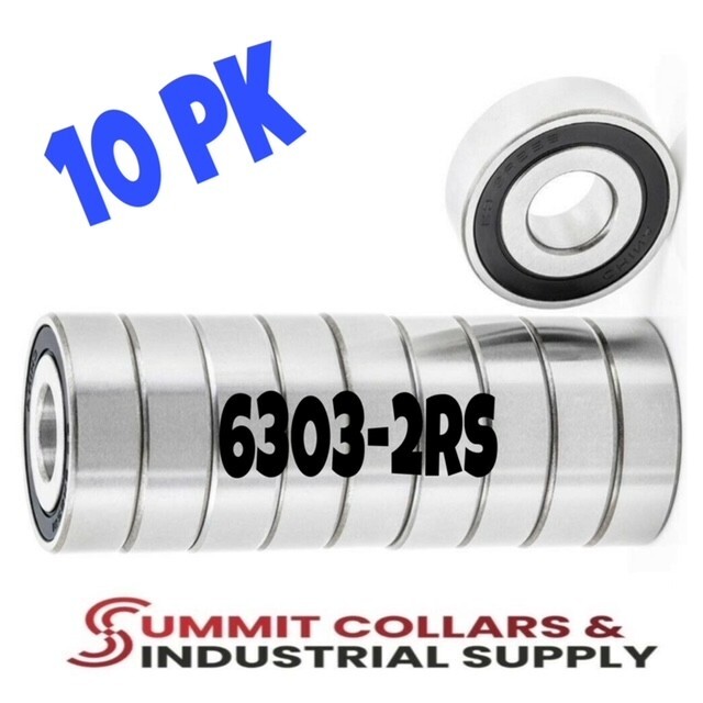 (10) 6303-2RS Premium Rubber Seal Ball Bearing C3 EMQ, 17x47x14, 6303 2RS 6303rs
